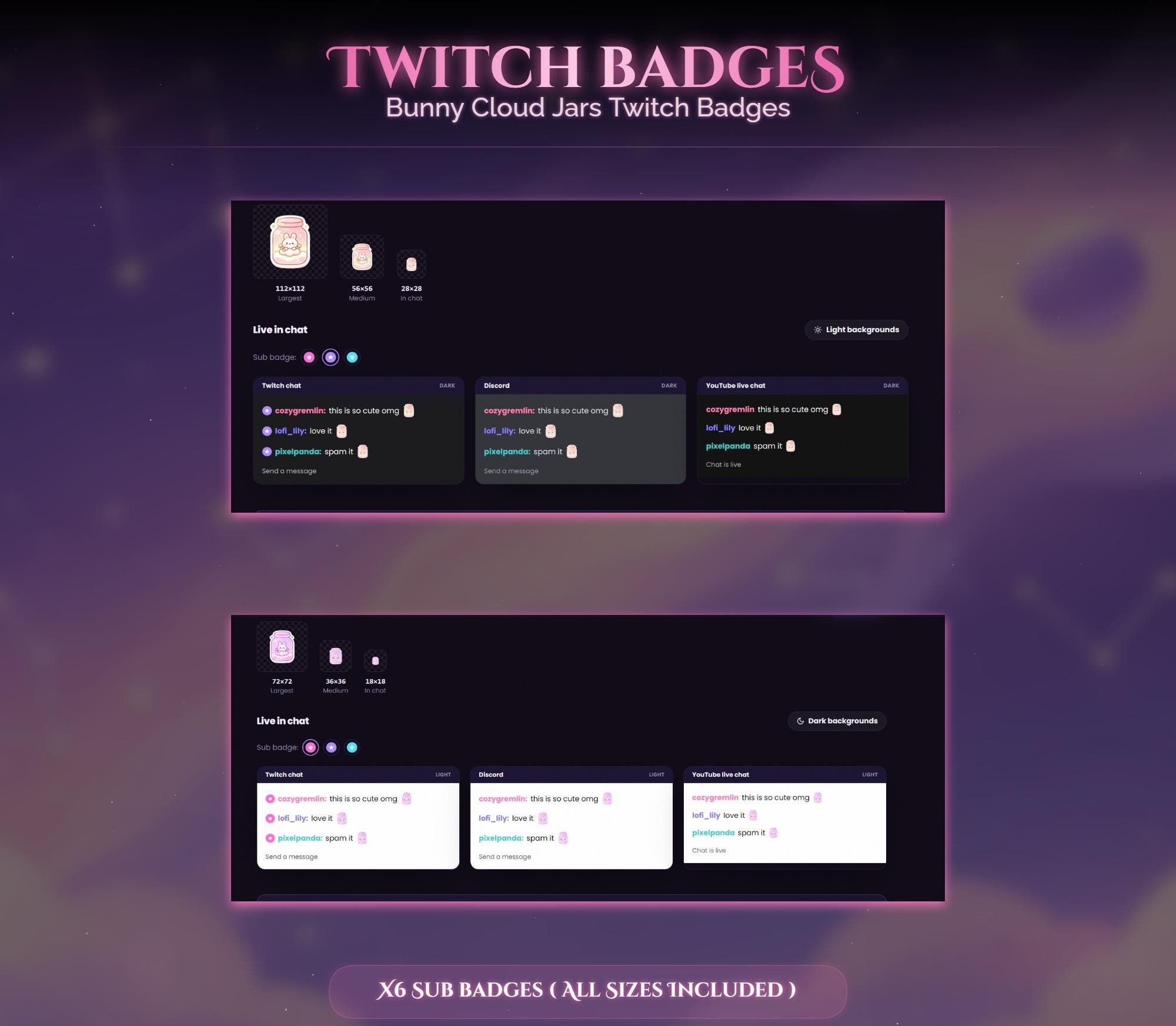 Bunny Cloud Jars Twitch Badges — preview photo 7