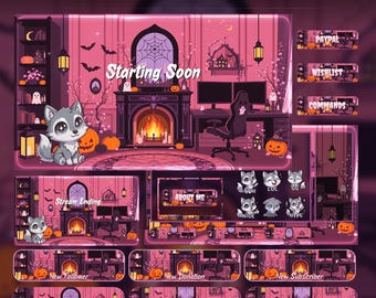 Spooky Animated Halloween Wolf Room Twitch Full Stream Pack | YouTube | Kick | Gothic Overlays