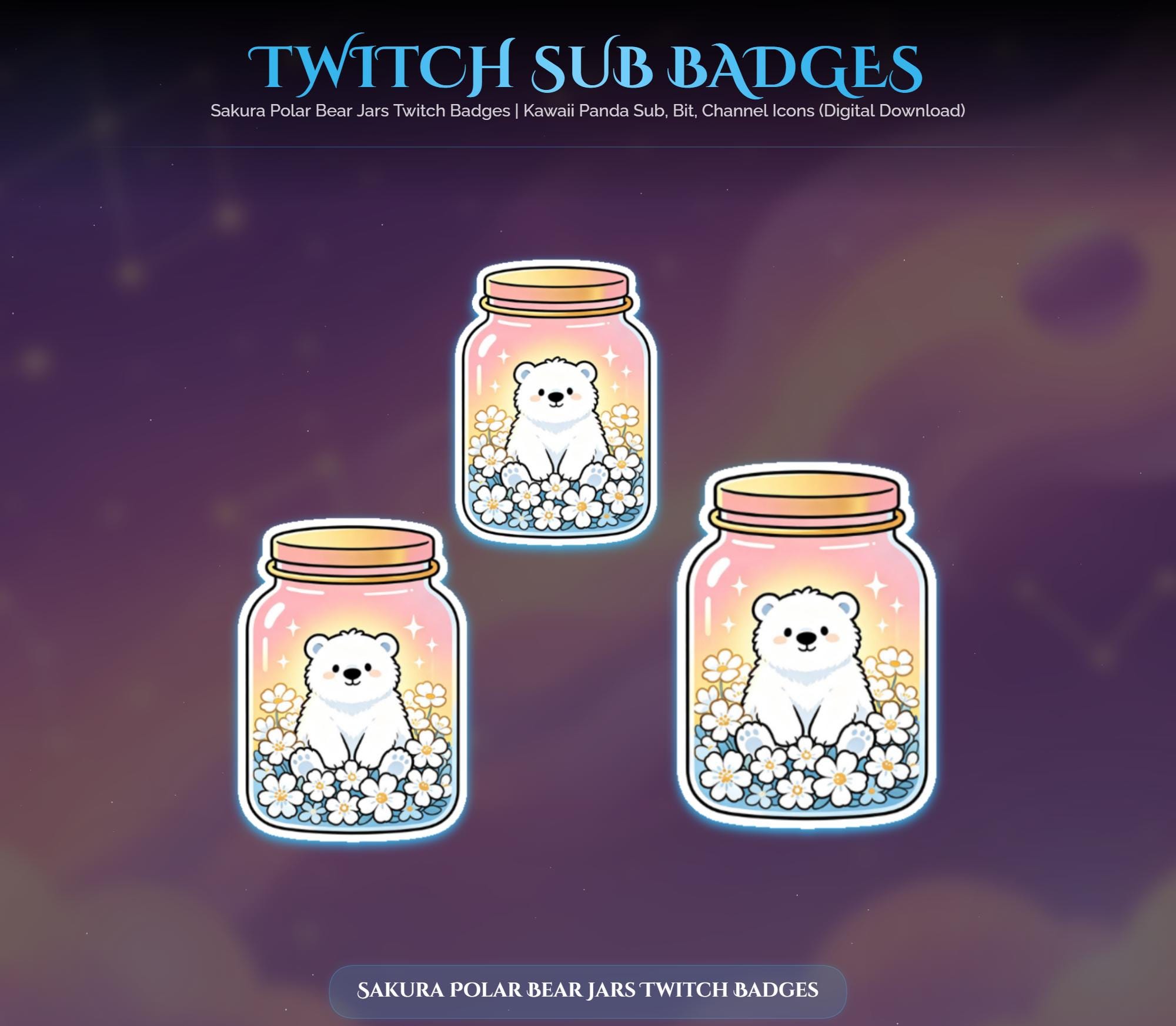 Sakura Polar Bear Jars Twitch Badges — preview photo 9
