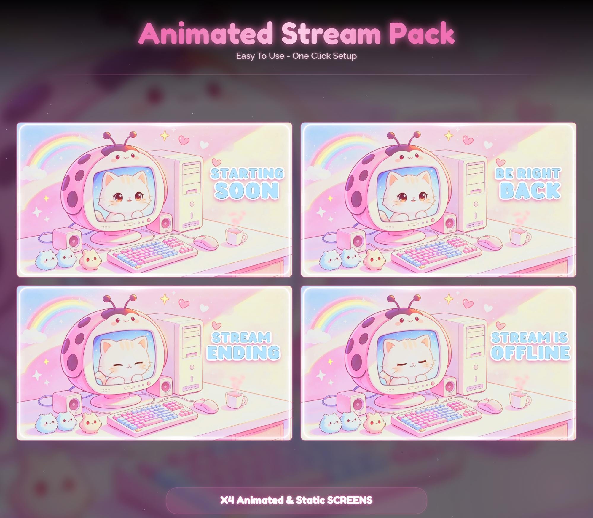 Animated Kawaii Cat Stream Pack — preview photo 2