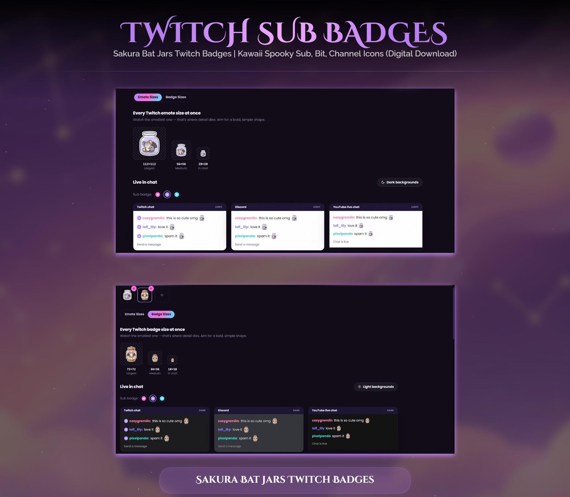 Sakura Bat Jars Twitch Badges — preview photo 10