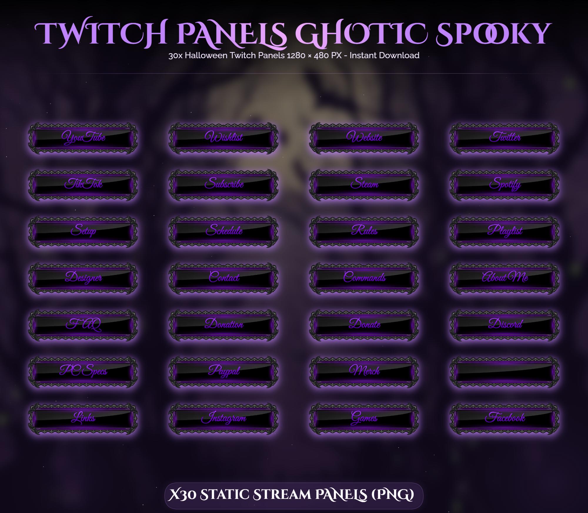 30x Spooky Gothic Purple Twitch Panels — preview photo 3