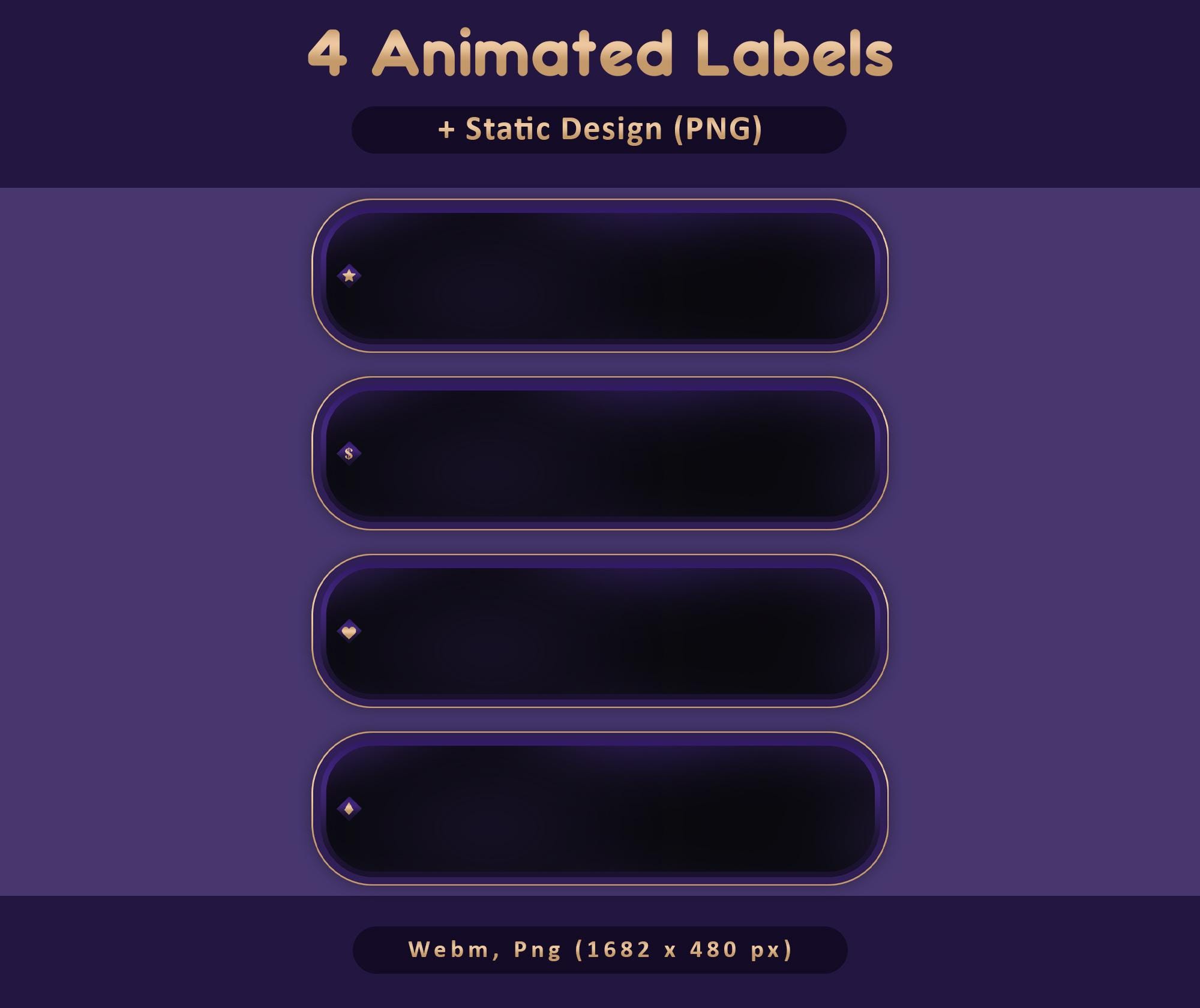 Royal Purple Night Animated Stream Package: Twitch Overlay, YouTube, Kick — preview photo 7