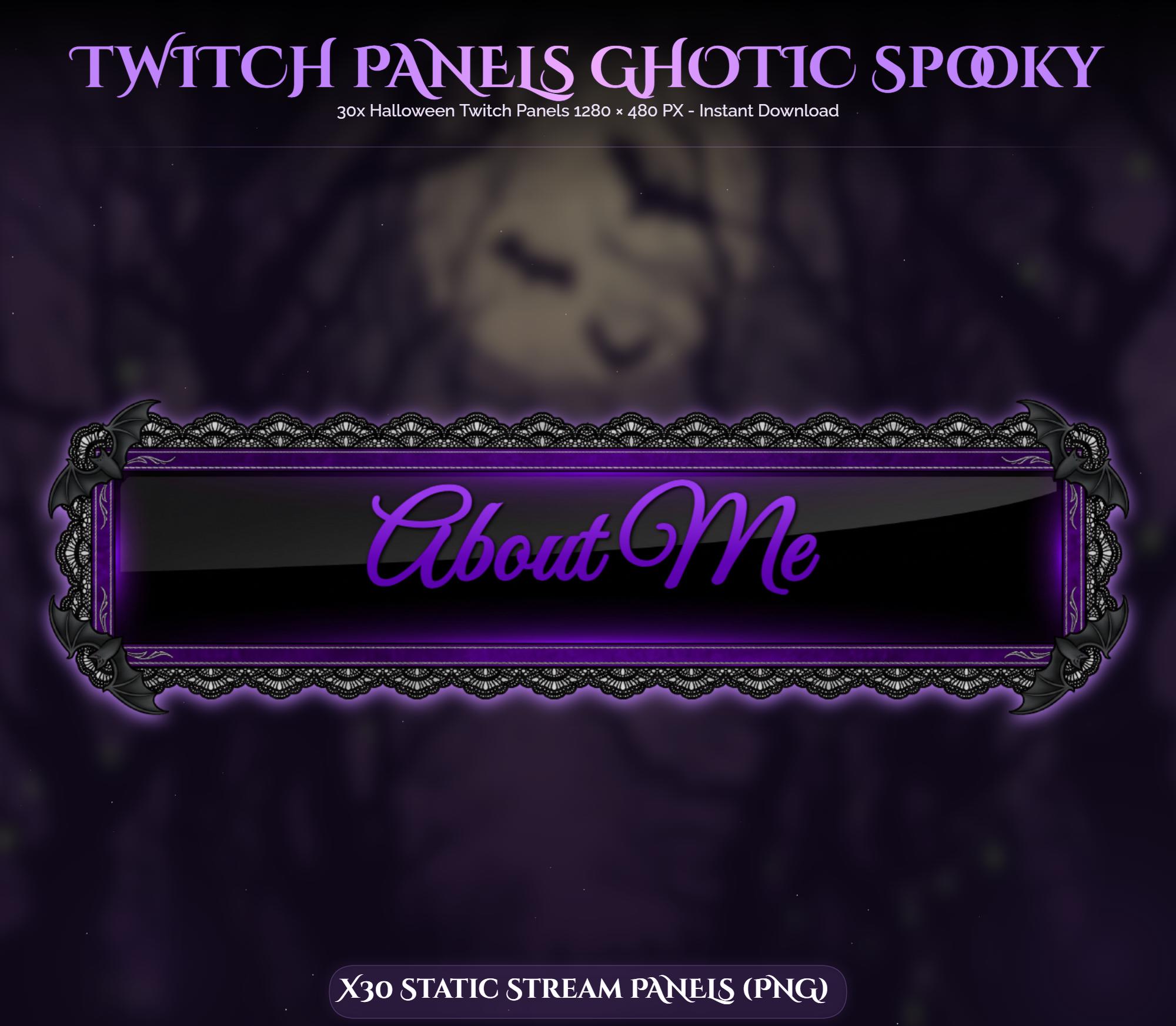 30x Spooky Gothic Purple Twitch Panels — preview photo 2