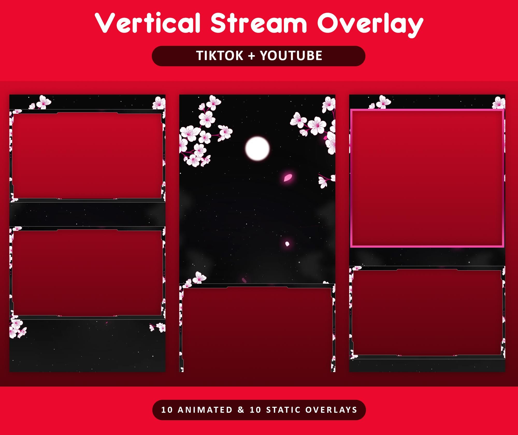 Cherry Blossom Animated TikTok Stream Overlay Package, TikTok Overlays (Digital Download) — preview photo 4