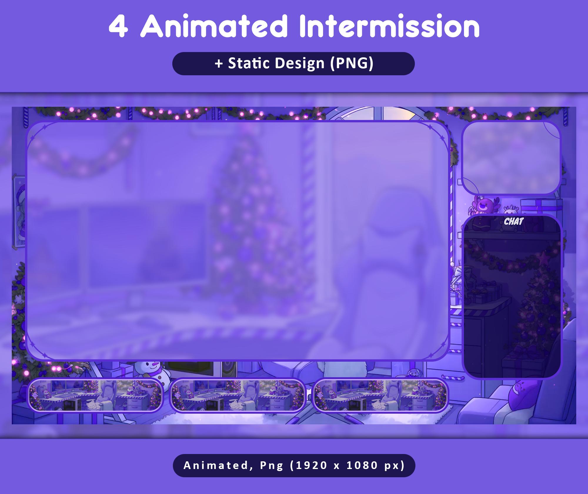 Purple Cat Overlay Animated Stream Pack — preview photo 7