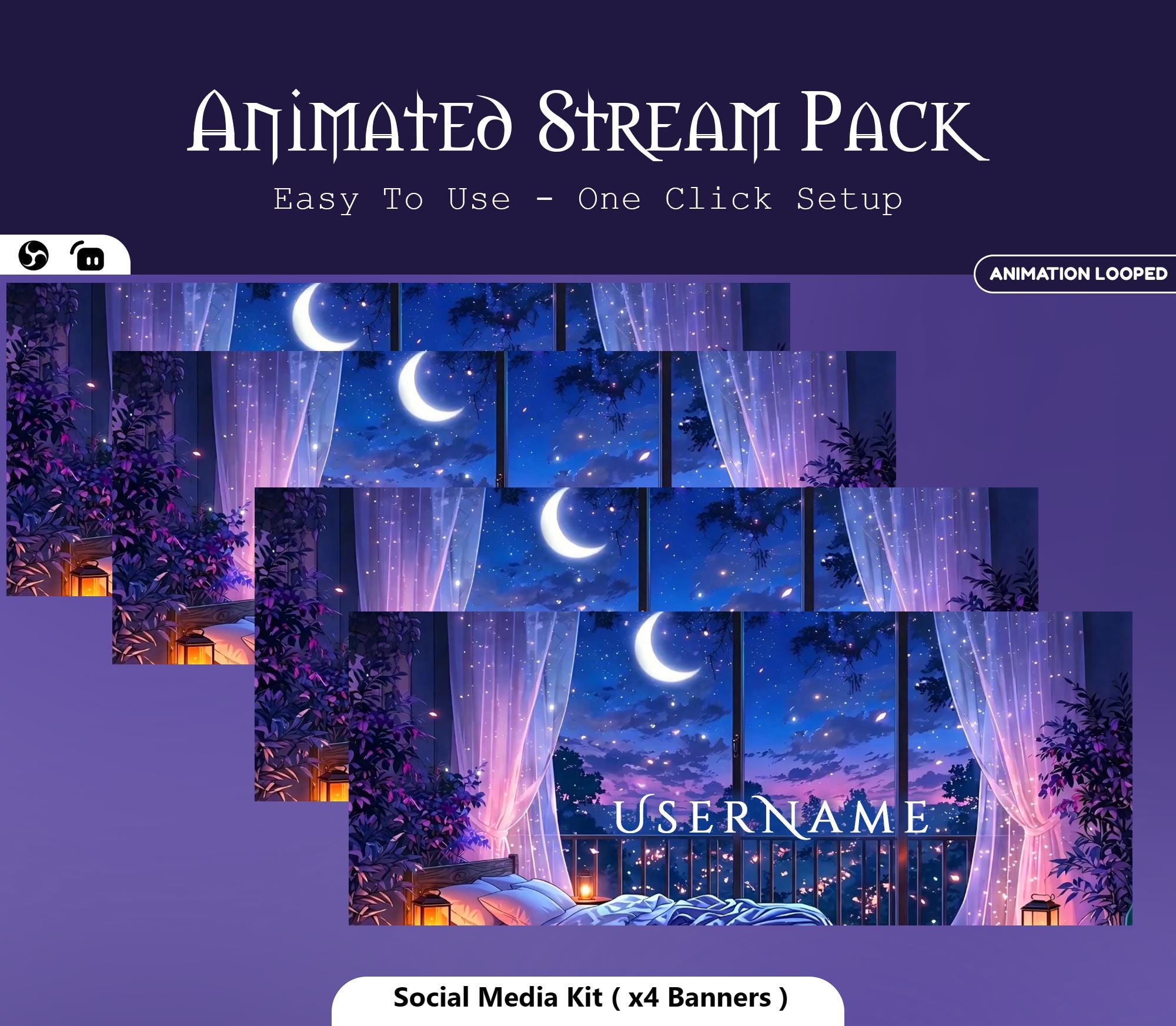 Starry Night Moon Animated Overlay — preview photo 9