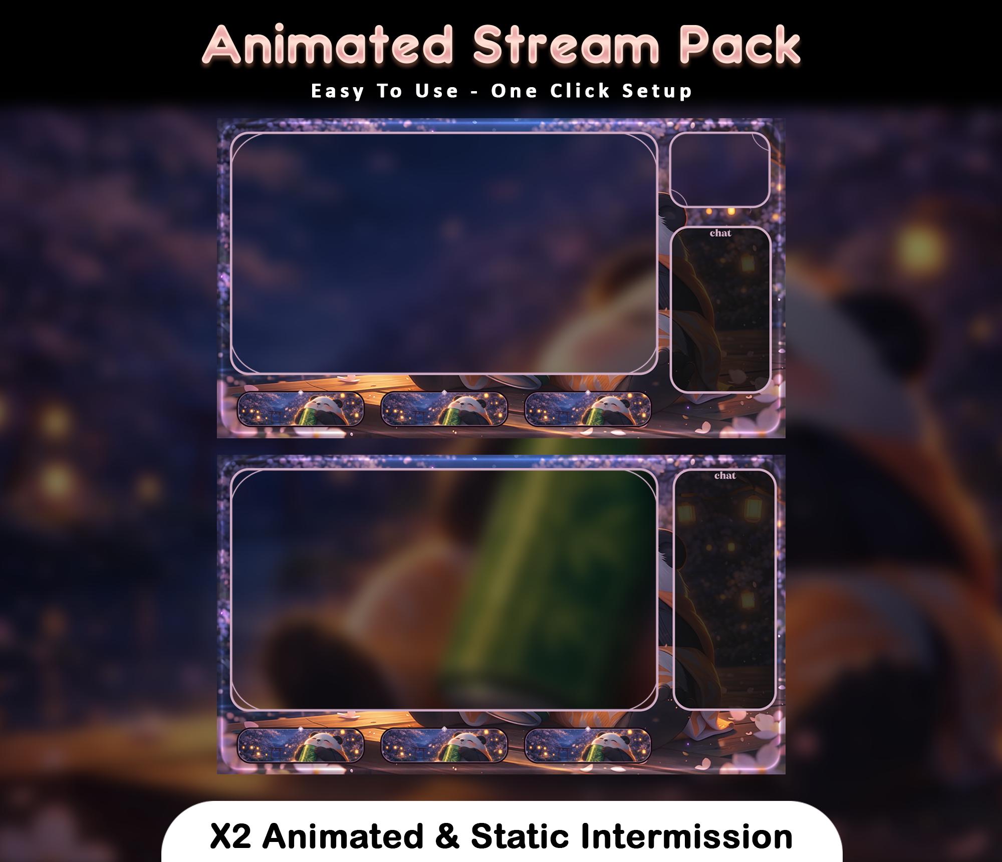 Sakura Panda Animated Stream Package: Twitch Overlay, YouTube, Kick — preview photo 5