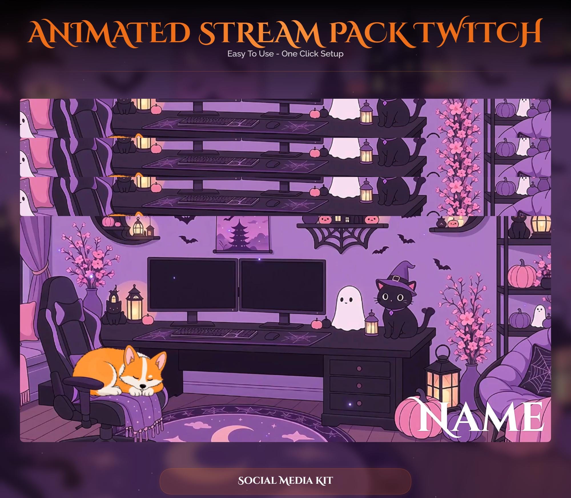 Animated Halloween Twitch Stream Overlay Pack — preview photo 9