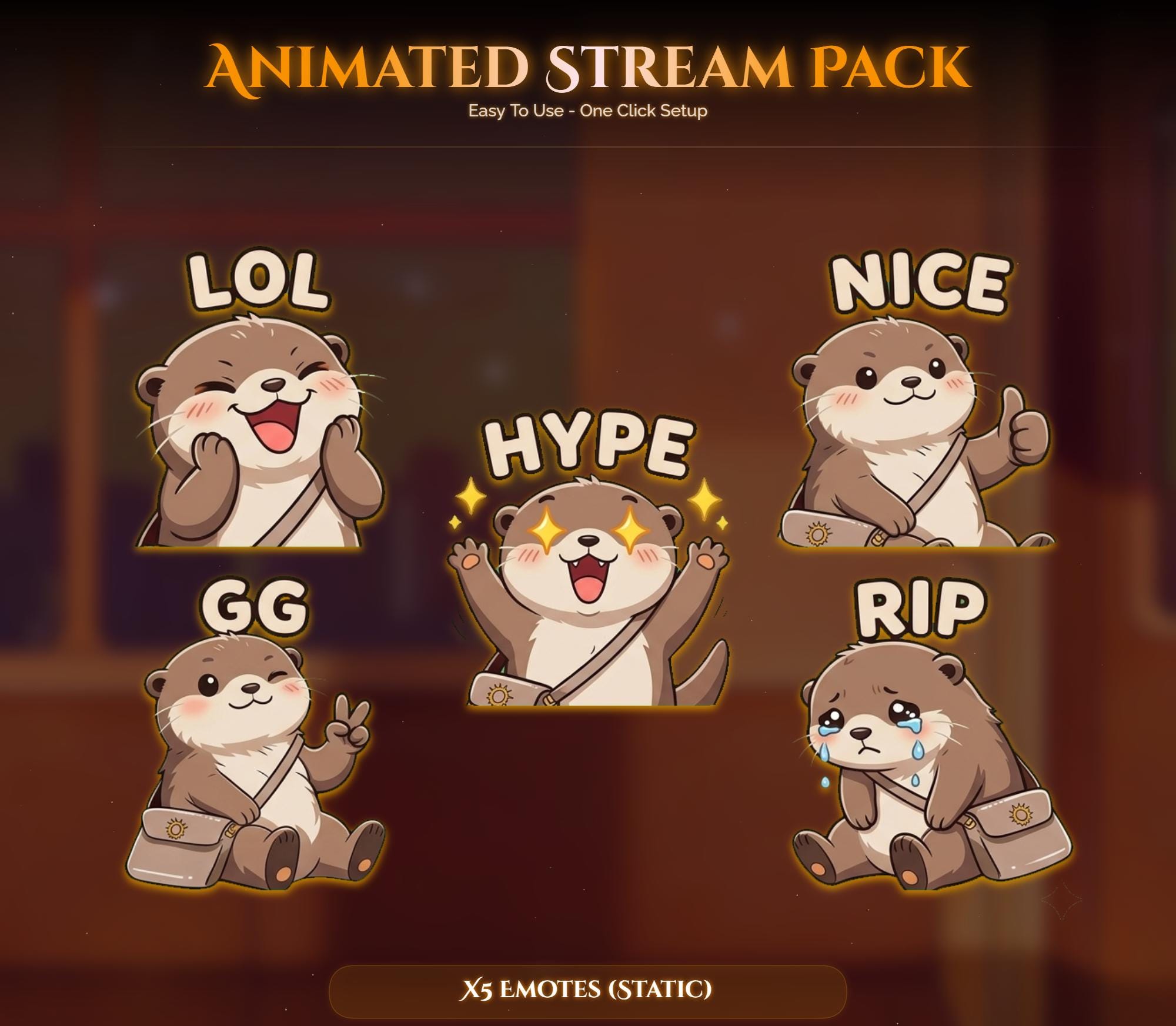 Train Sunset Otter Overlay Animated Stream Package: For Twitch, YouTube, Kick — preview photo 7