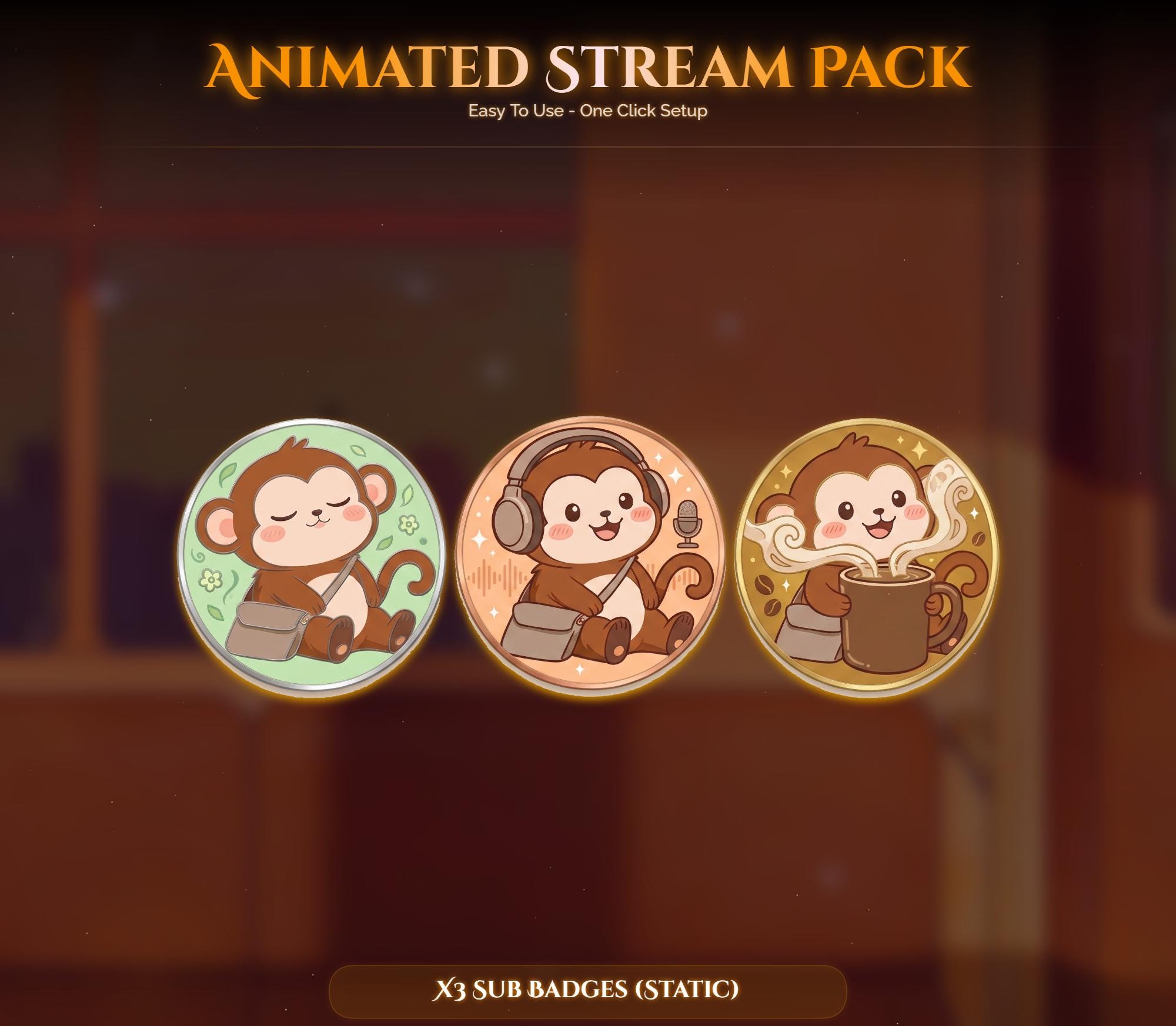 Train Sunset Monkey Overlay Animated Stream Package: For Twitch, YouTube, Kick — preview photo 8