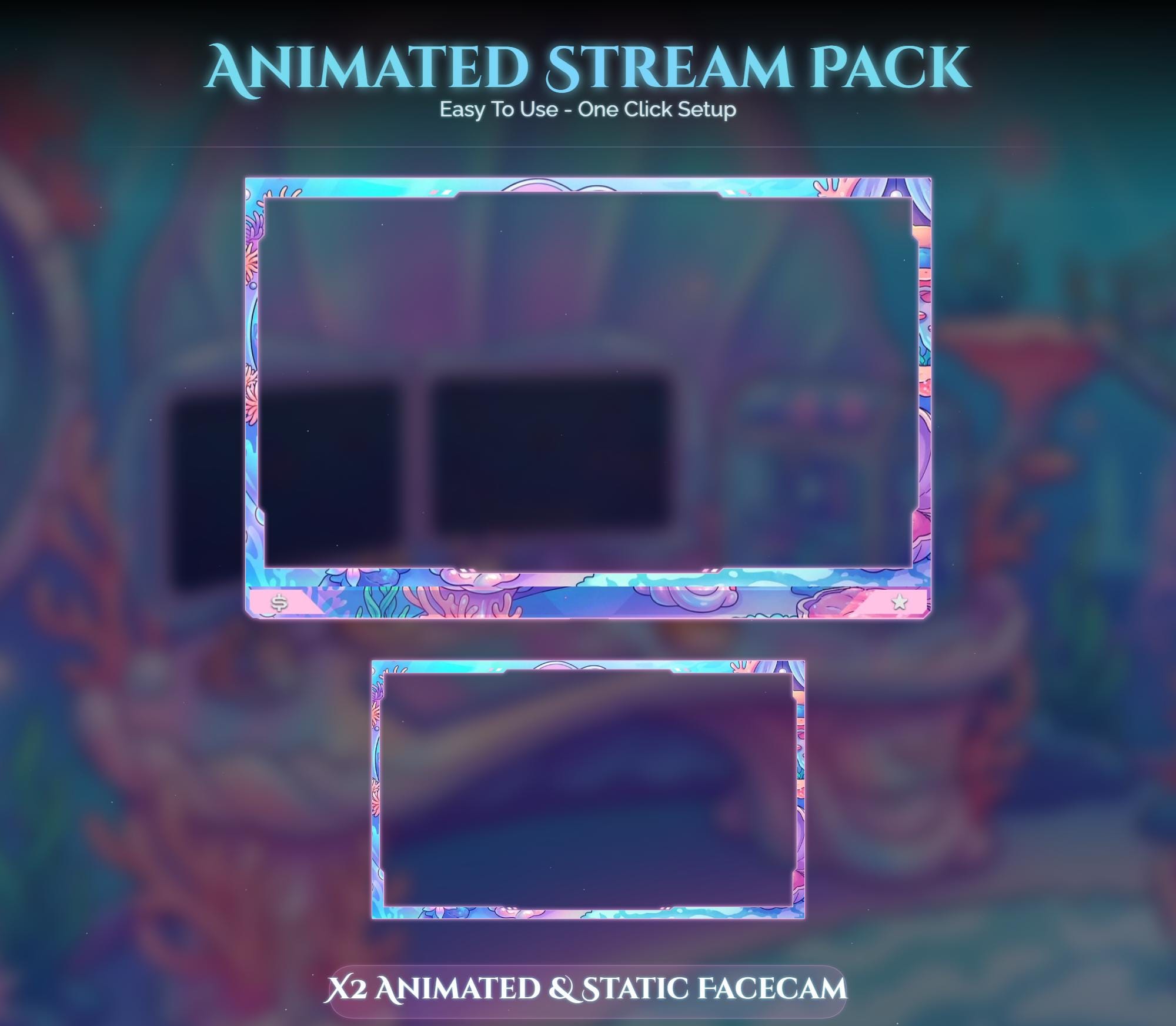 Frog Under Sea Room Animated Stream Package — preview photo 5