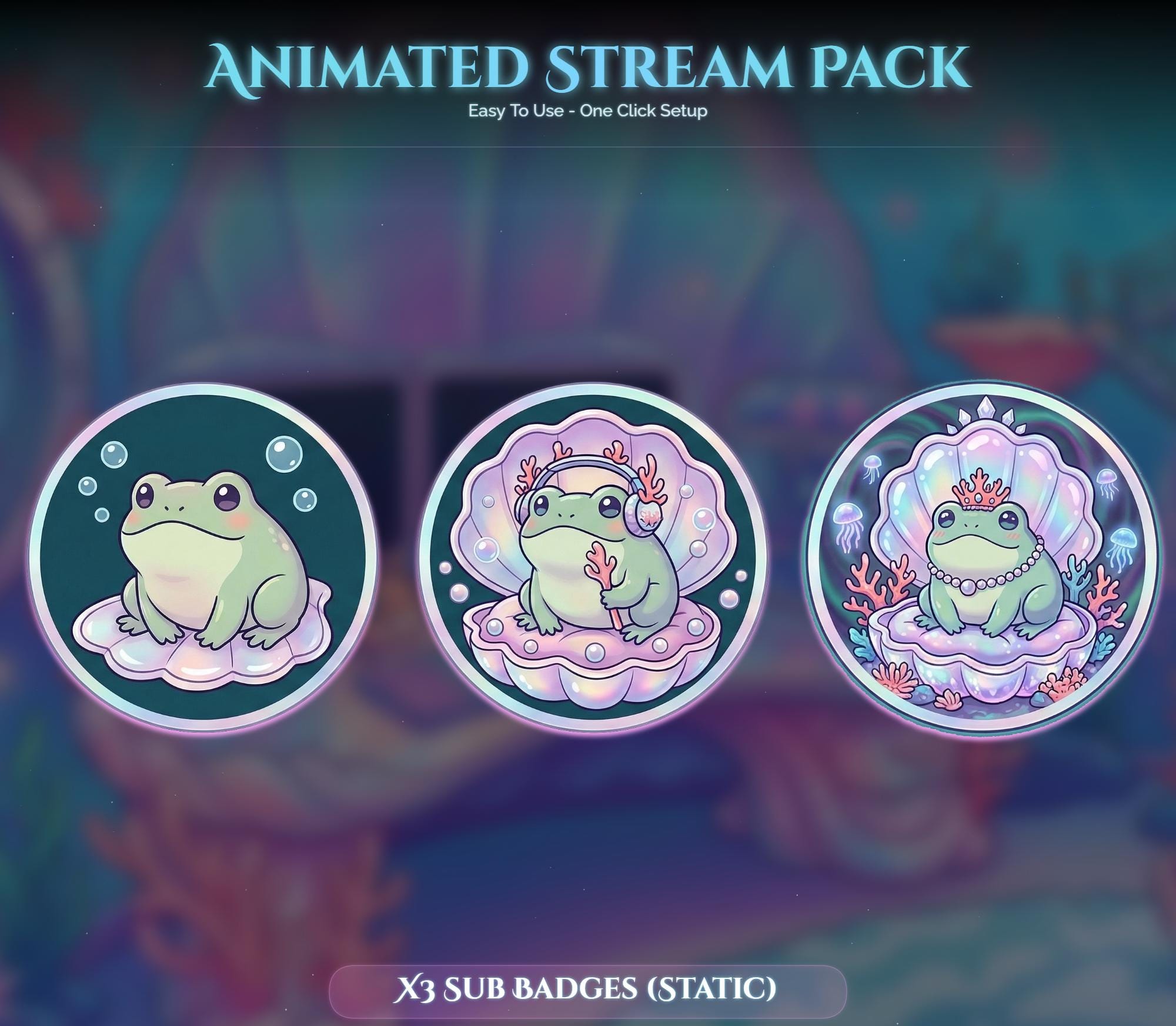 Frog Under Sea Room Animated Stream Package — preview photo 9