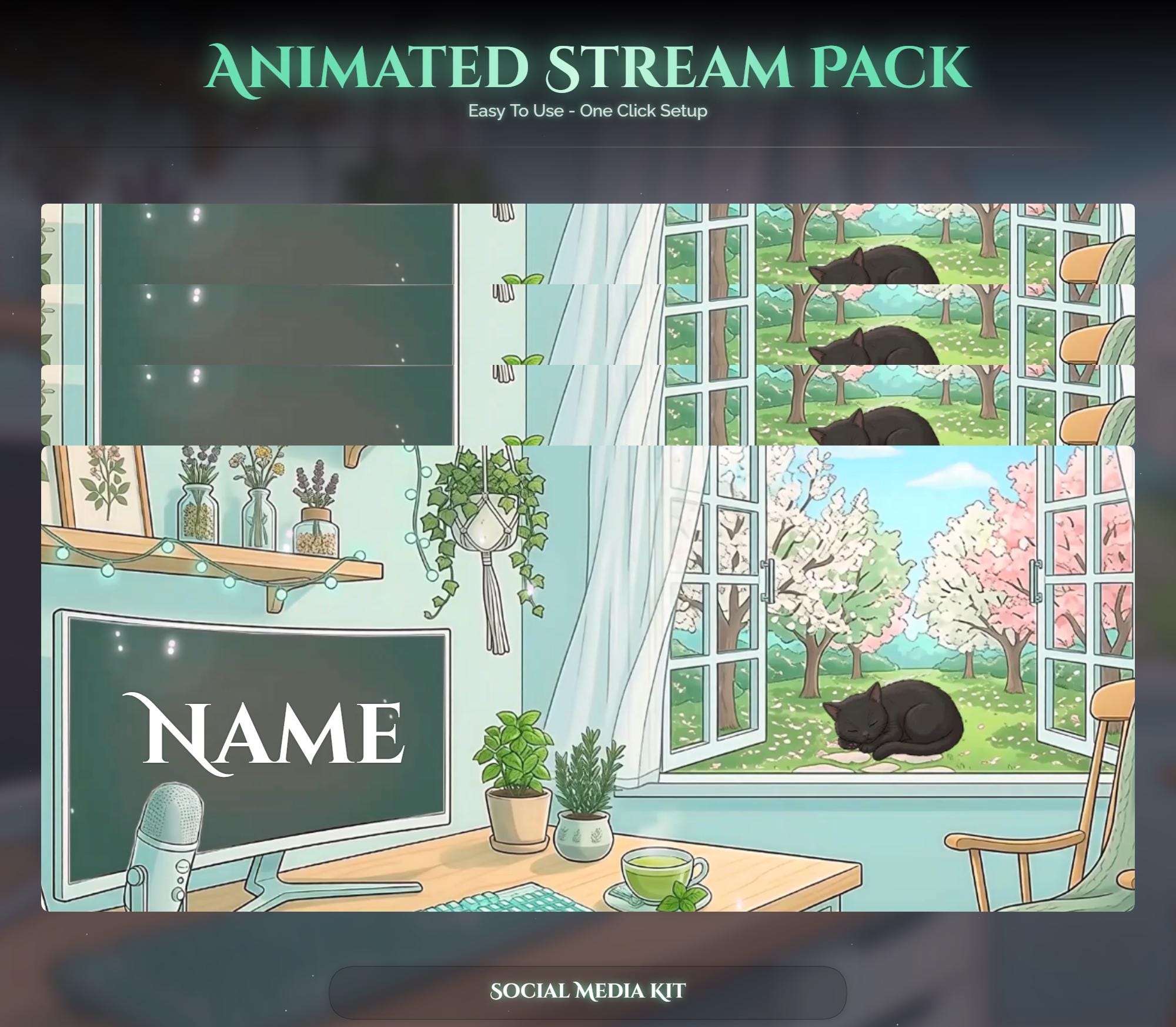 Matcha Cat Animated Stream Package: For Twitch Overlay, YouTube, Kick — preview photo 10