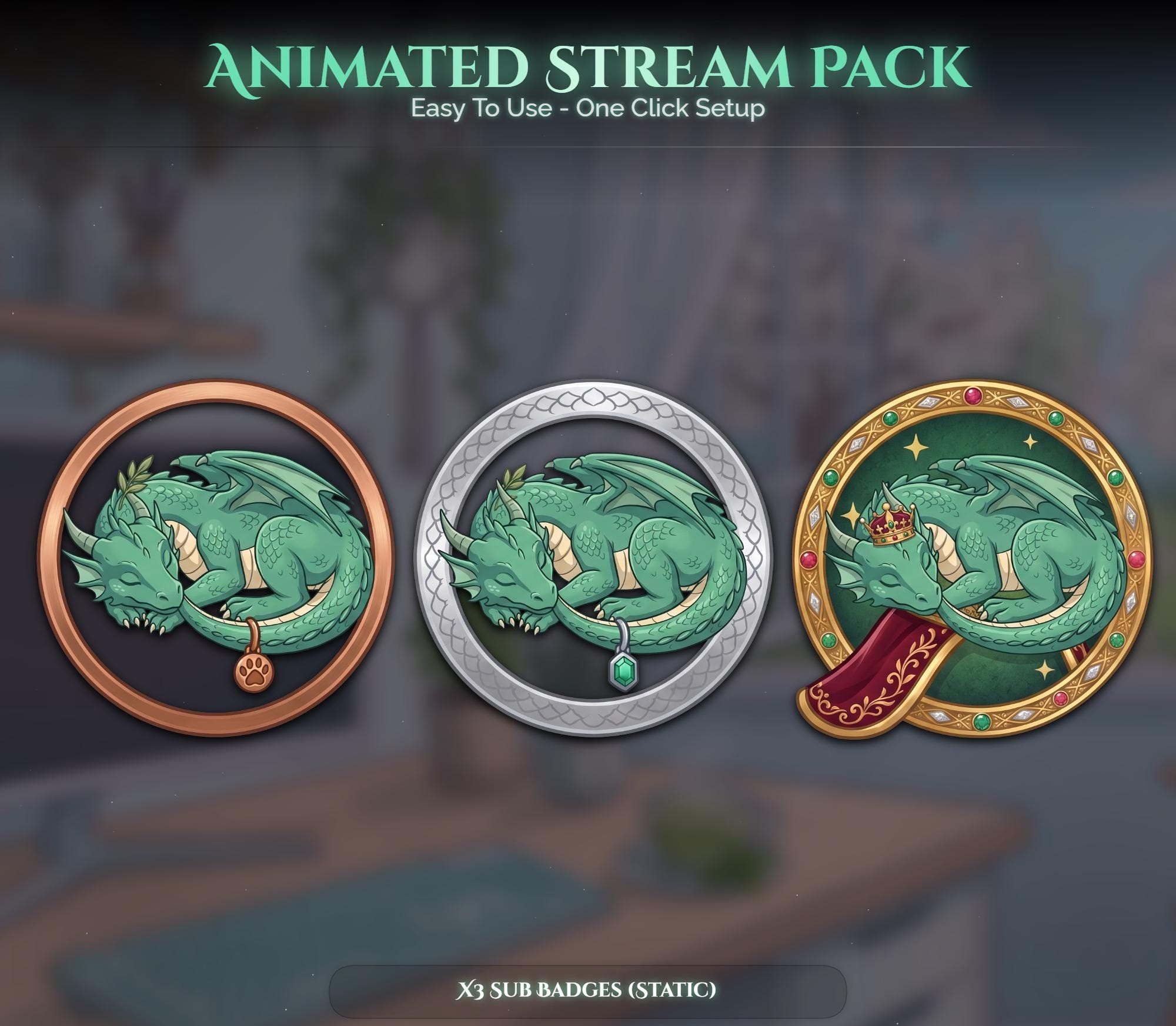 Matcha Dragon Animated Stream Package: For Twitch Overlay, YouTube, Kick — preview photo 7