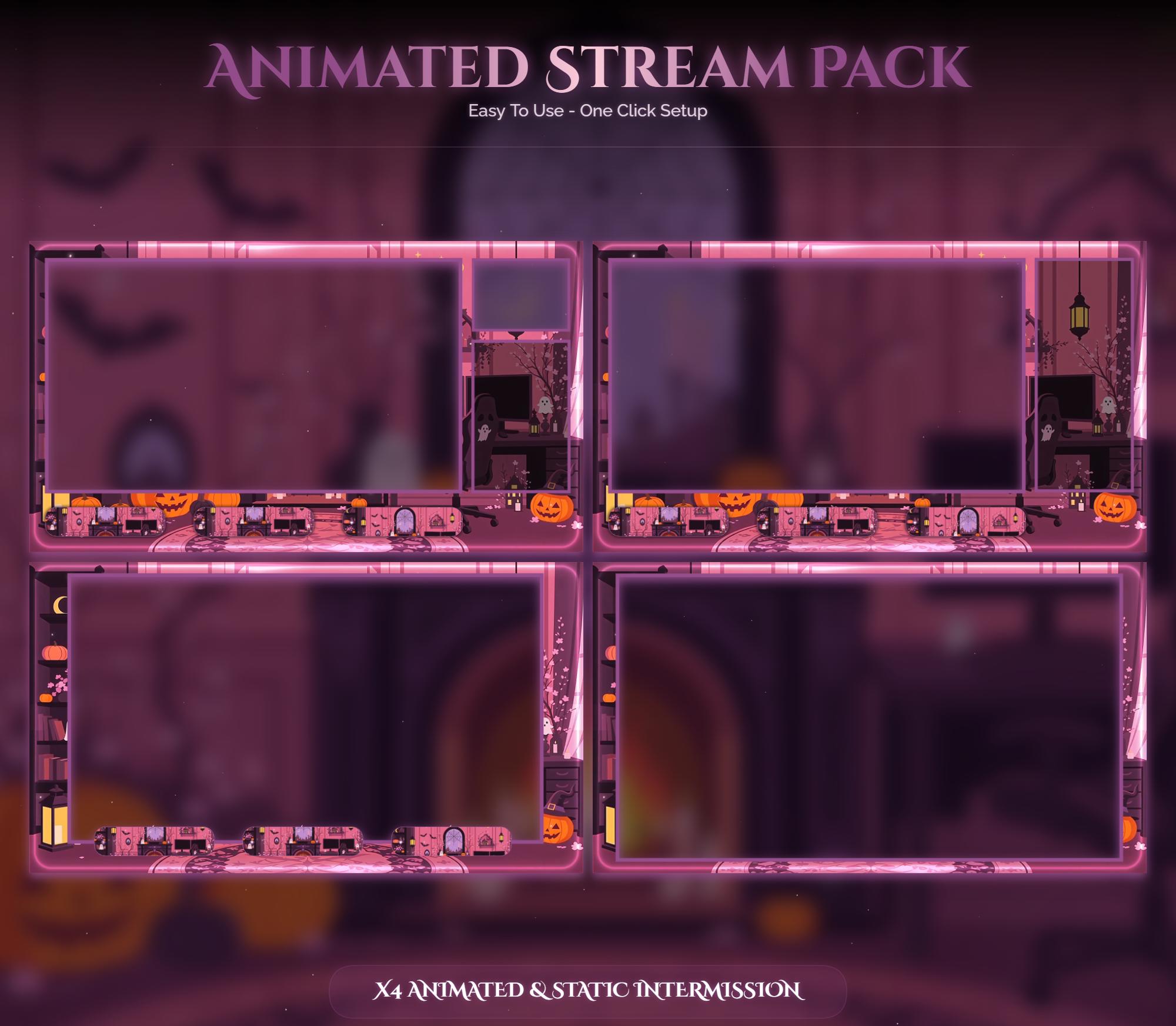 Spooky Animated Halloween Cat Room Twitch Full Stream Pack — preview photo 3