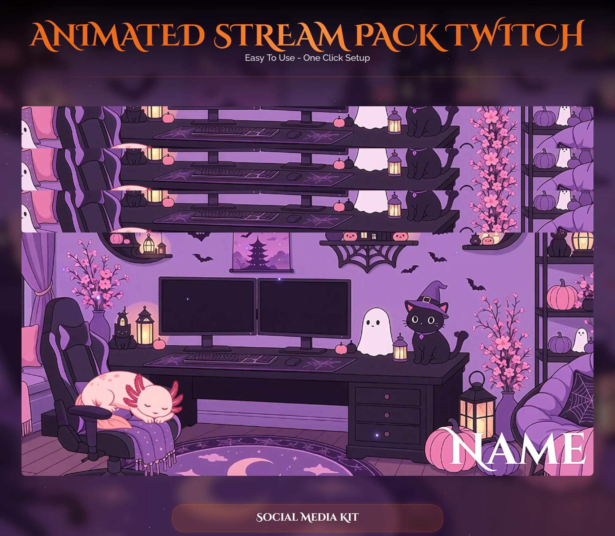 Animated Halloween Twitch Stream Overlay Pack — preview photo 9