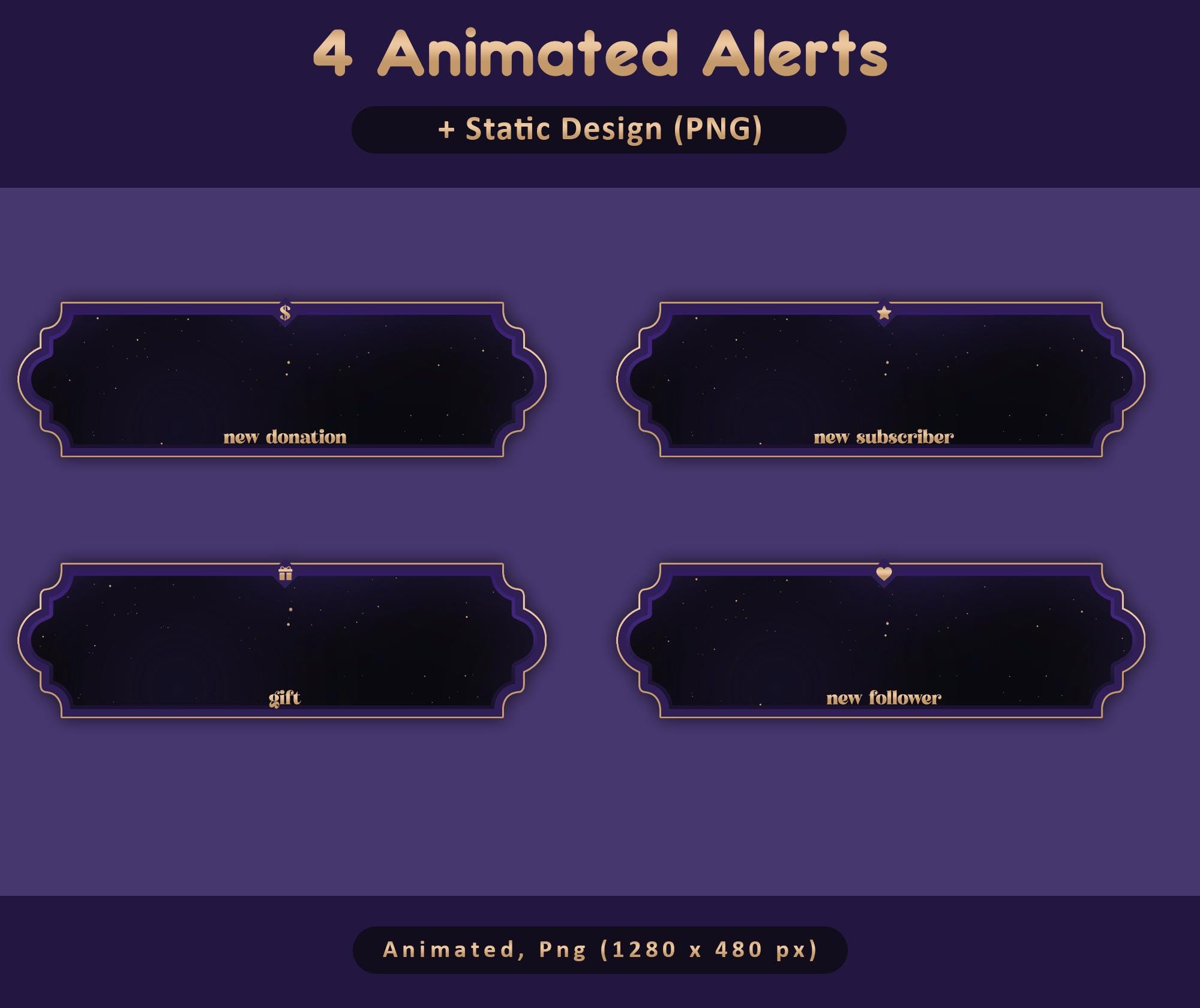 Royal Purple Night Animated TikTok Stream Overlay Package, TikTok Overlays (Digital Download) — preview photo 6