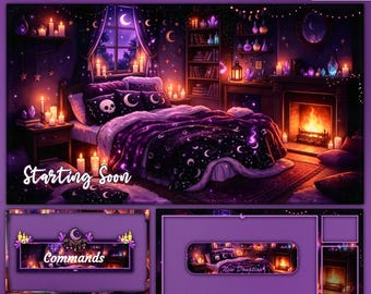 Cozy Witchy Animated Overlay | Celestial Lofi Bedroom | Twitch Overlay | YouTube | Kick | VTuber Overlays