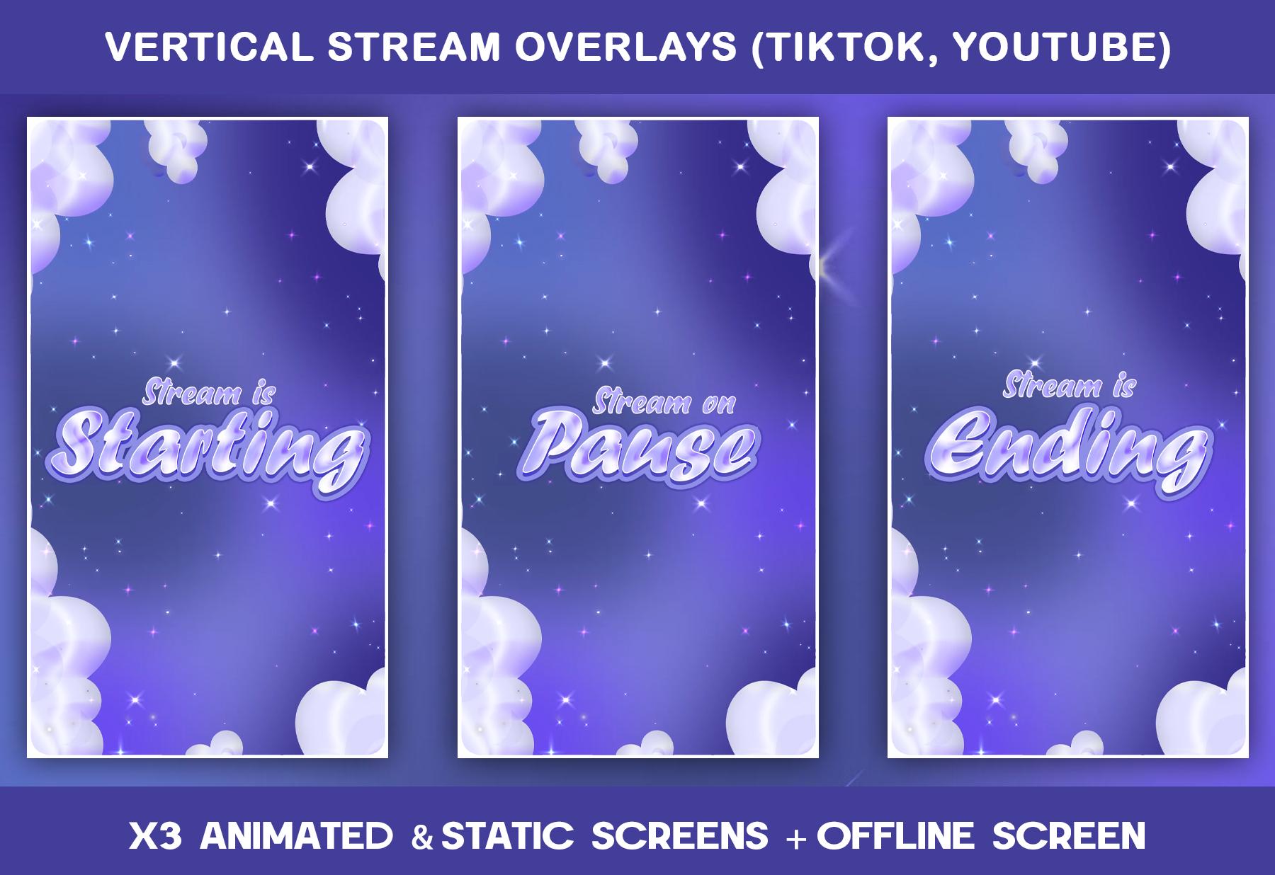 Purple Clouds Animated TikTok Stream Overlay Package : TikTok Overlays (Digital Download) — preview photo 2