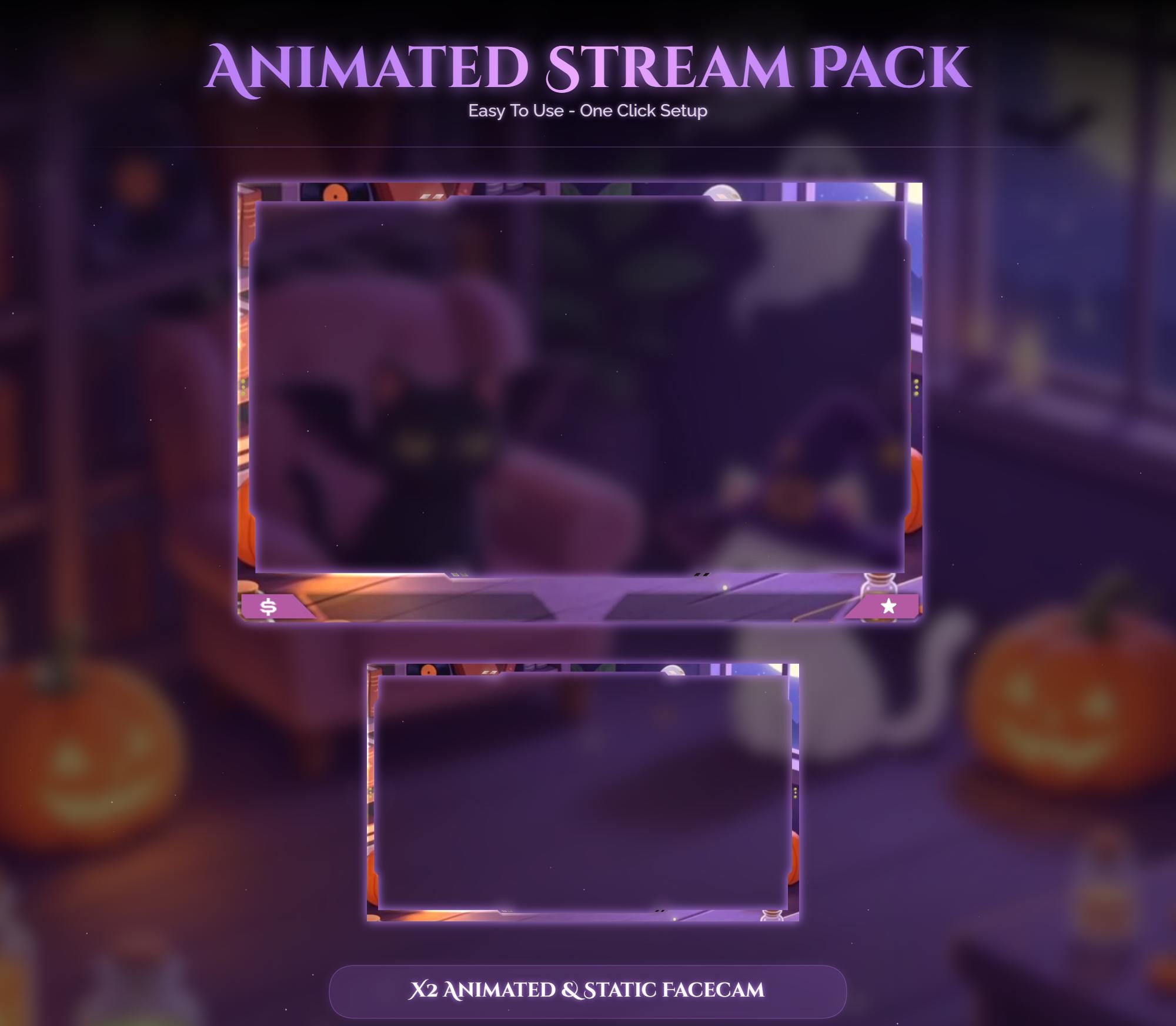 Whimsical Witch's Library Cats Animated Overlay — preview photo 5