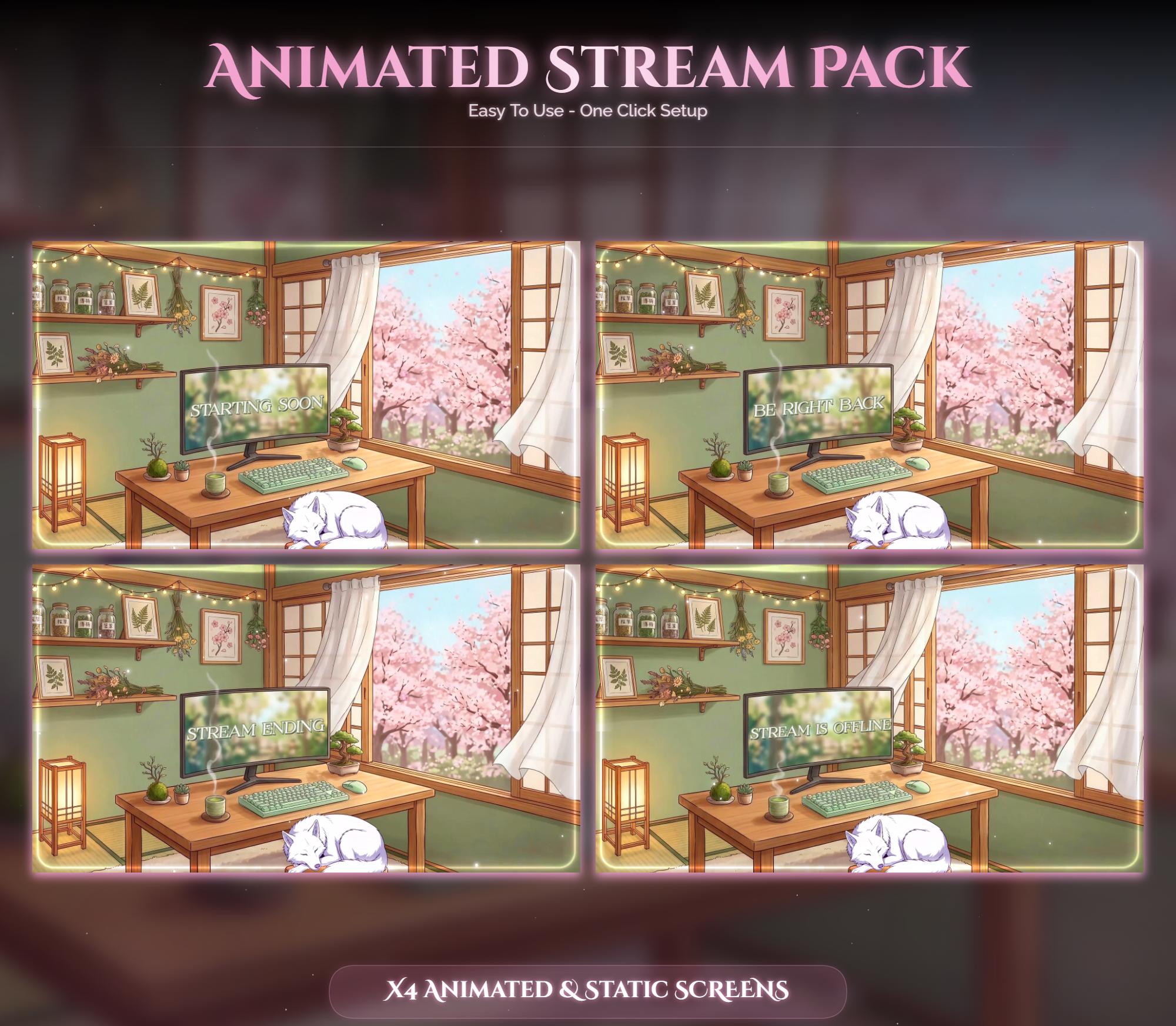 Sakura Wolf Setup Animated Stream Package: For Twitch Overlay, YouTube, Kick — preview photo 2