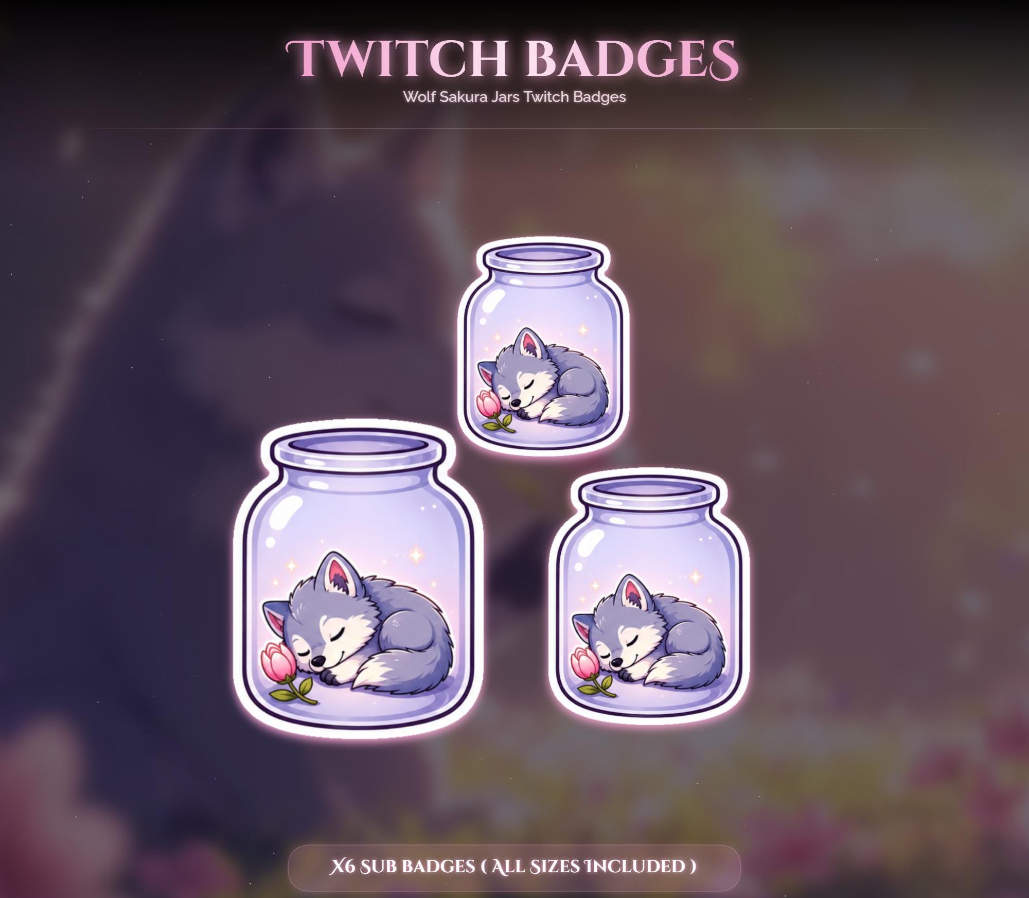 Sakura Wolf Jars Twitch Badges — preview photo 6