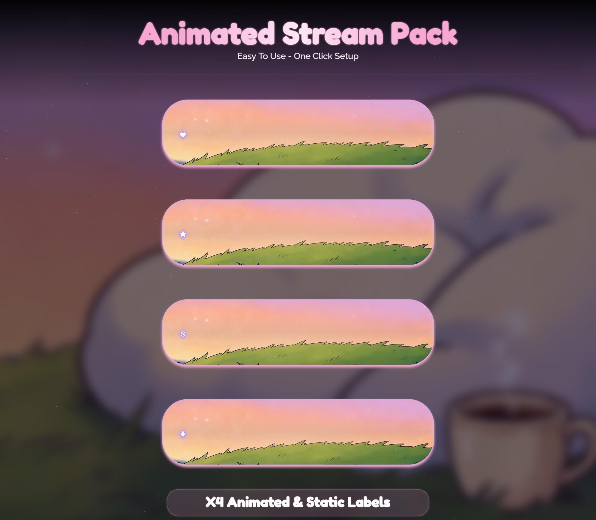 Lofi Sunset Orange Cat Overlay Animated Stream Package: Cozy — preview photo 8