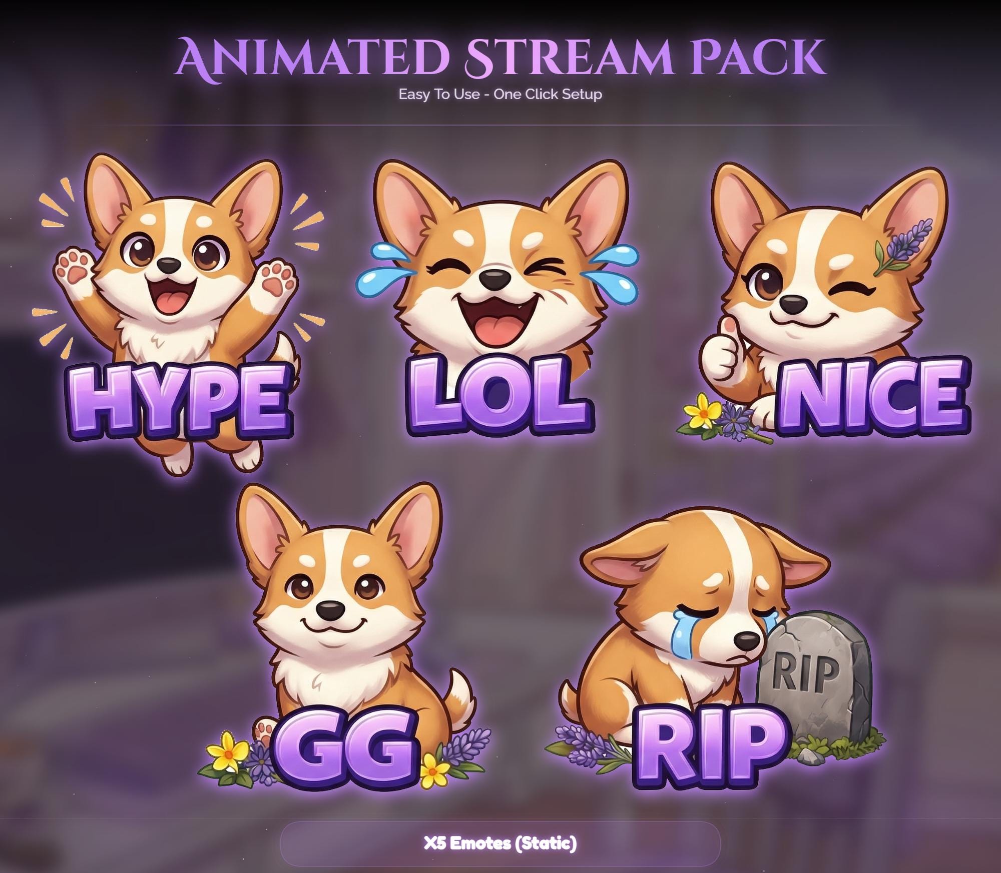 Lavender Spring Dog Animated Stream Package — preview photo 7