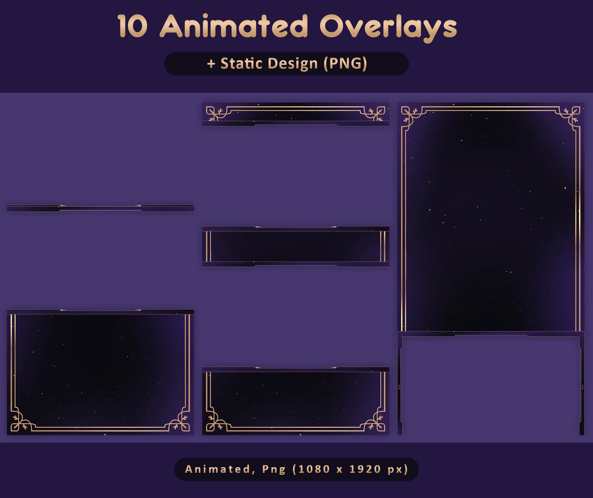Royal Purple Night Animated TikTok Stream Overlay Package, TikTok Overlays (Digital Download) — preview photo 3