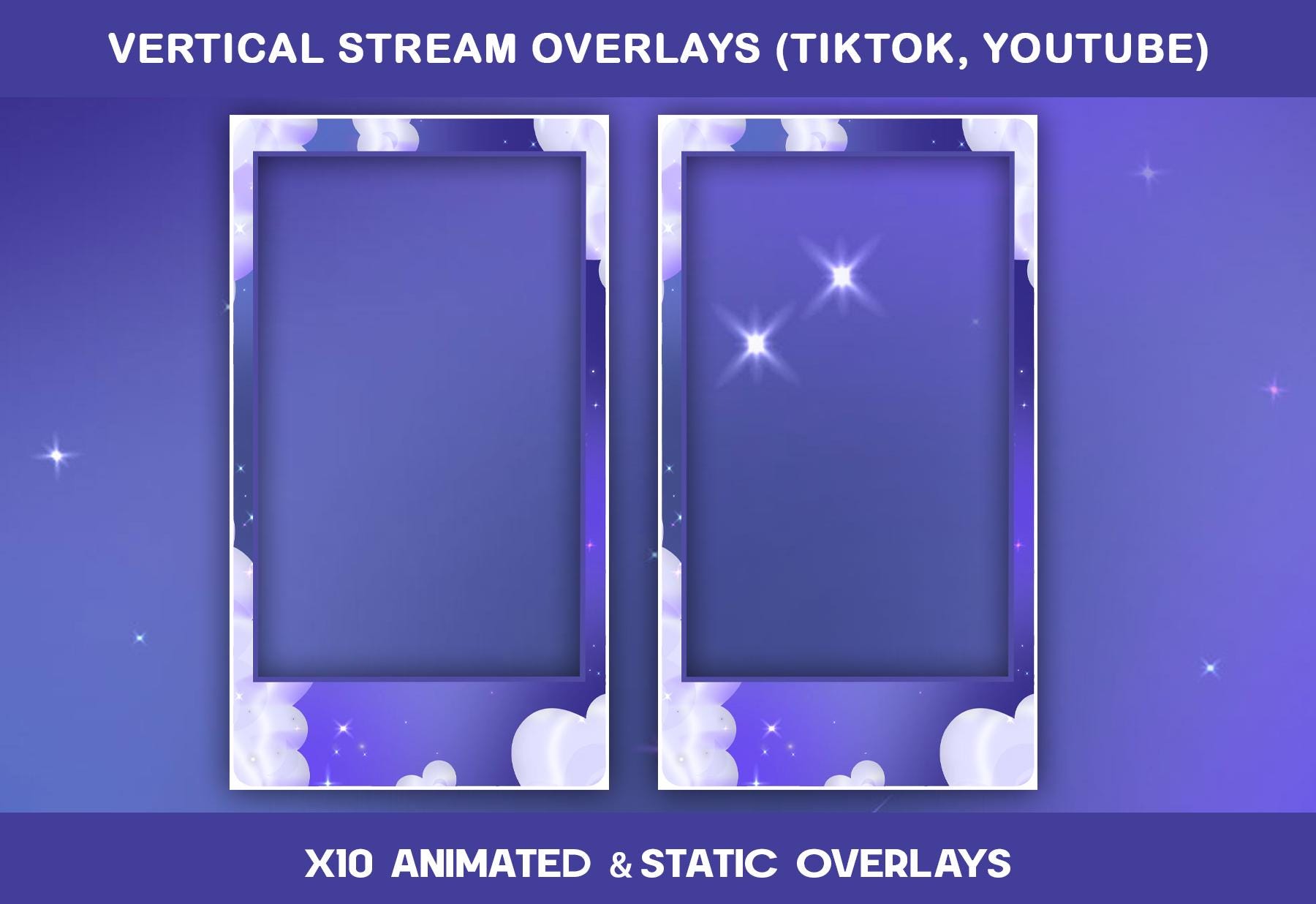 Purple Clouds Animated TikTok Stream Overlay Package : TikTok Overlays (Digital Download) — preview photo 7