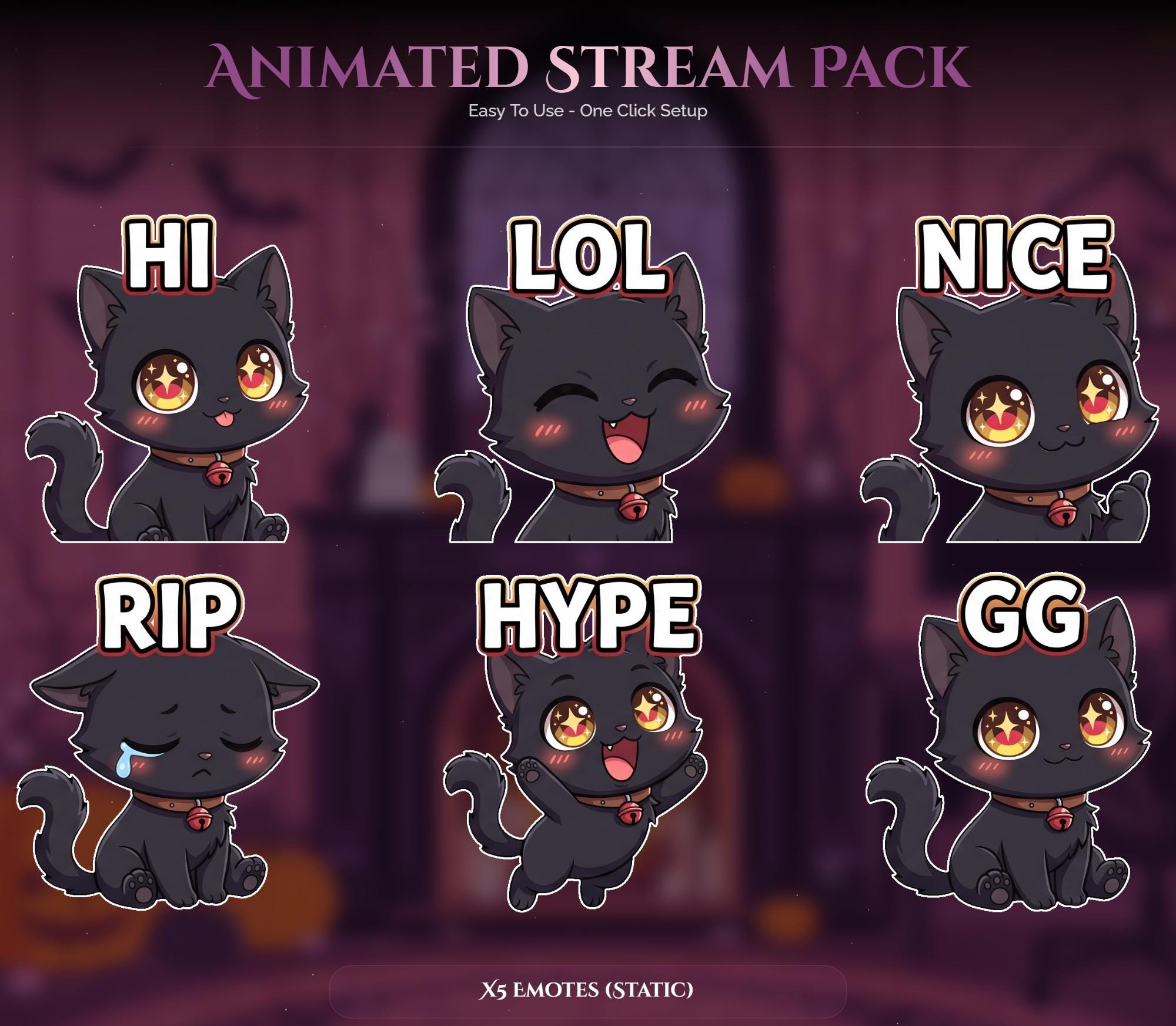 Spooky Animated Halloween Cat Room Twitch Full Stream Pack — preview photo 5