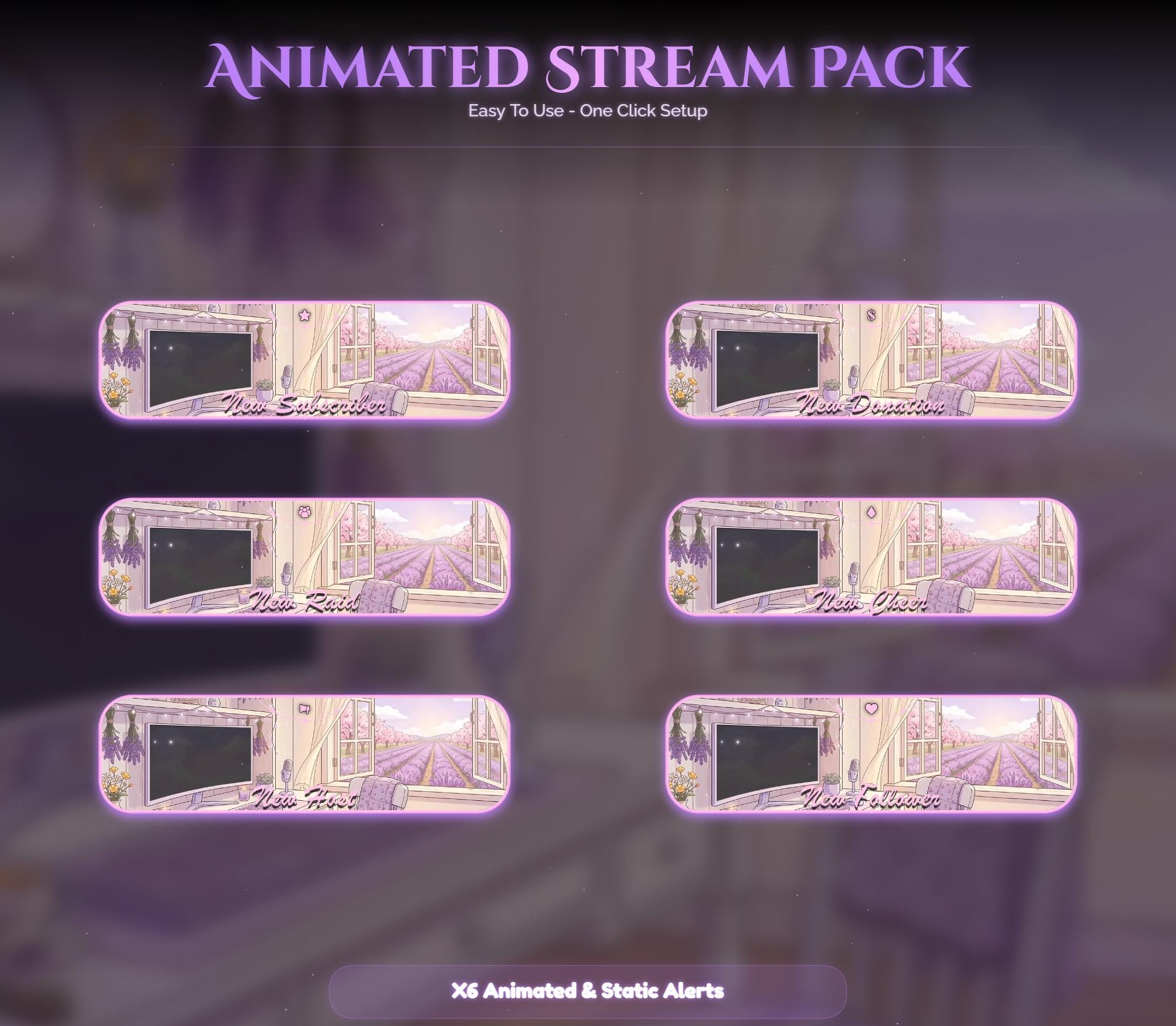 Lavender Spring Dog Animated Stream Package — preview photo 5