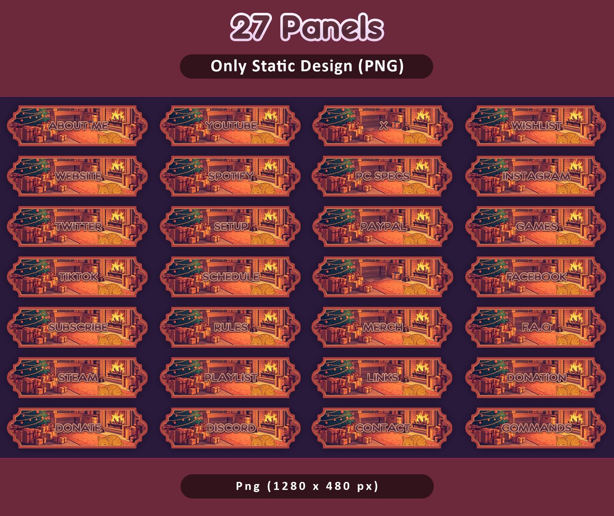 Midnight Cozy Cat Orange Animated Stream Package: Twitch Overlay, YouTube, Kick, Cats Overlays — preview photo 3
