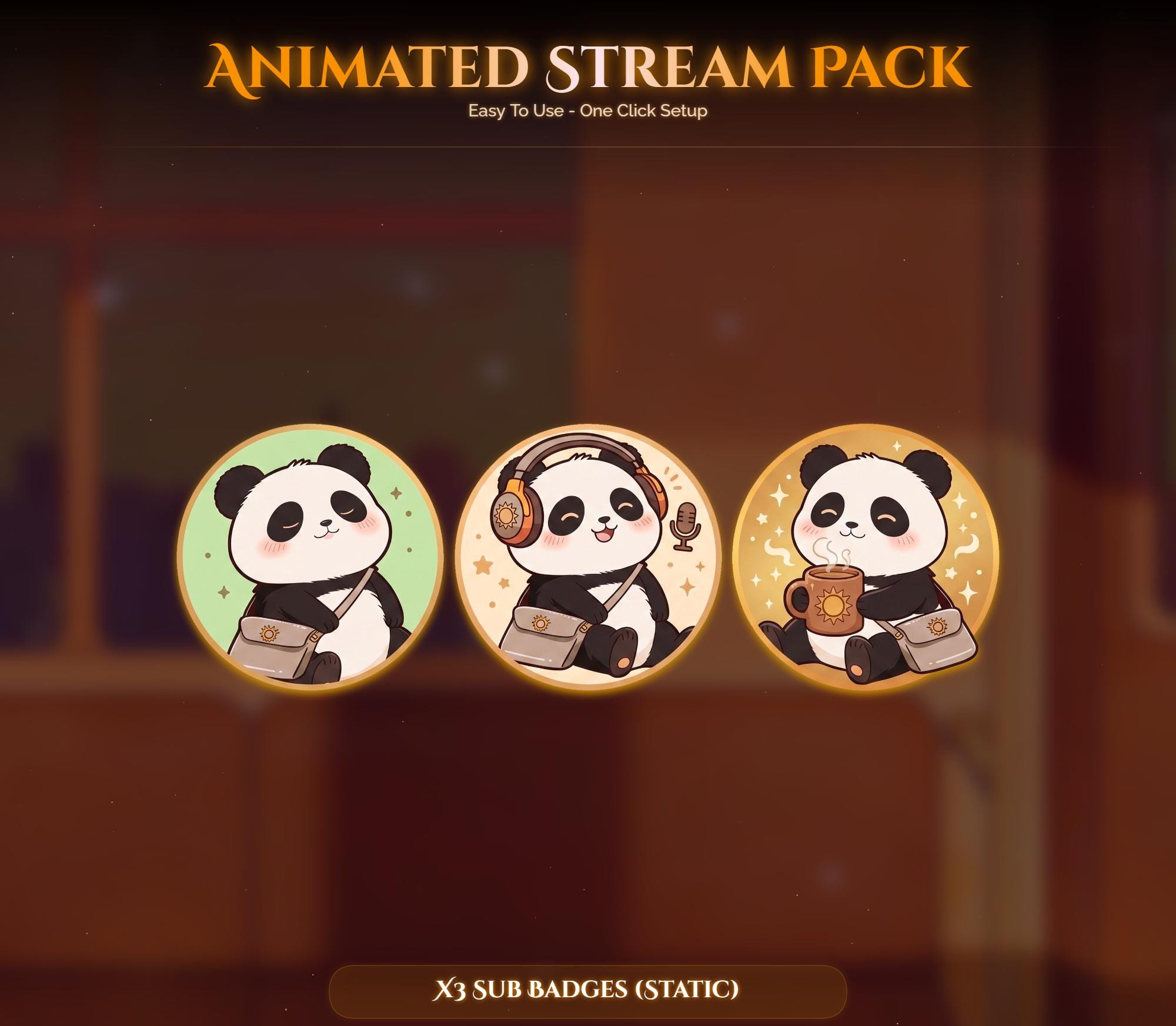 Train Sunset Panda Overlay Animated Stream Package: For Twitch, YouTube, Kick — preview photo 8