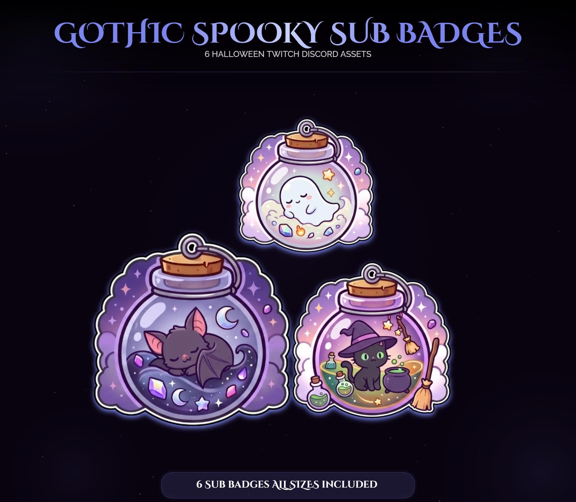 Gothic Halloween Witch Cat Bat Badges — preview photo 3