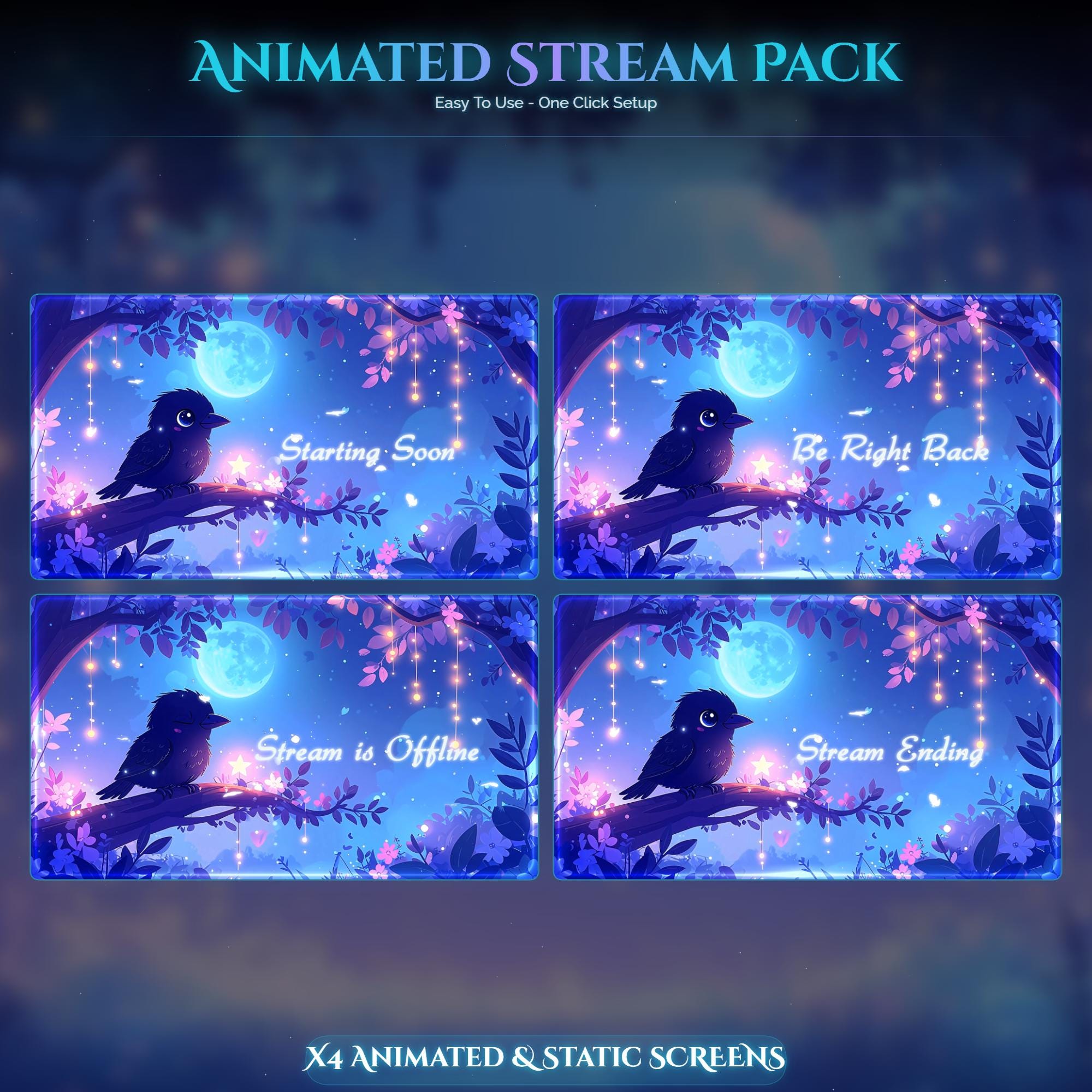 Moonlit Raven Animated Stream Package — preview photo 2