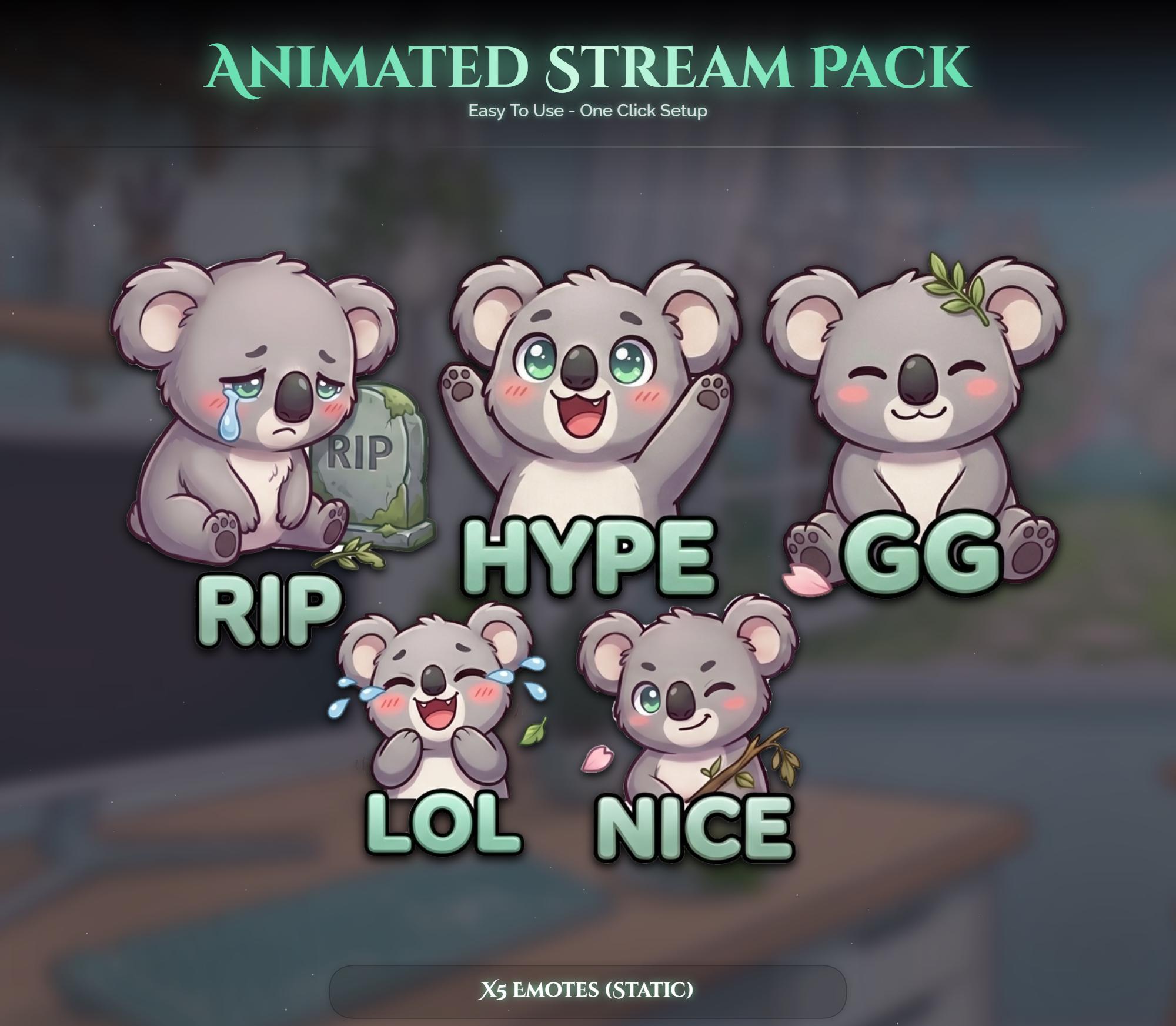 Matcha Koala Animated Stream Package — preview photo 6
