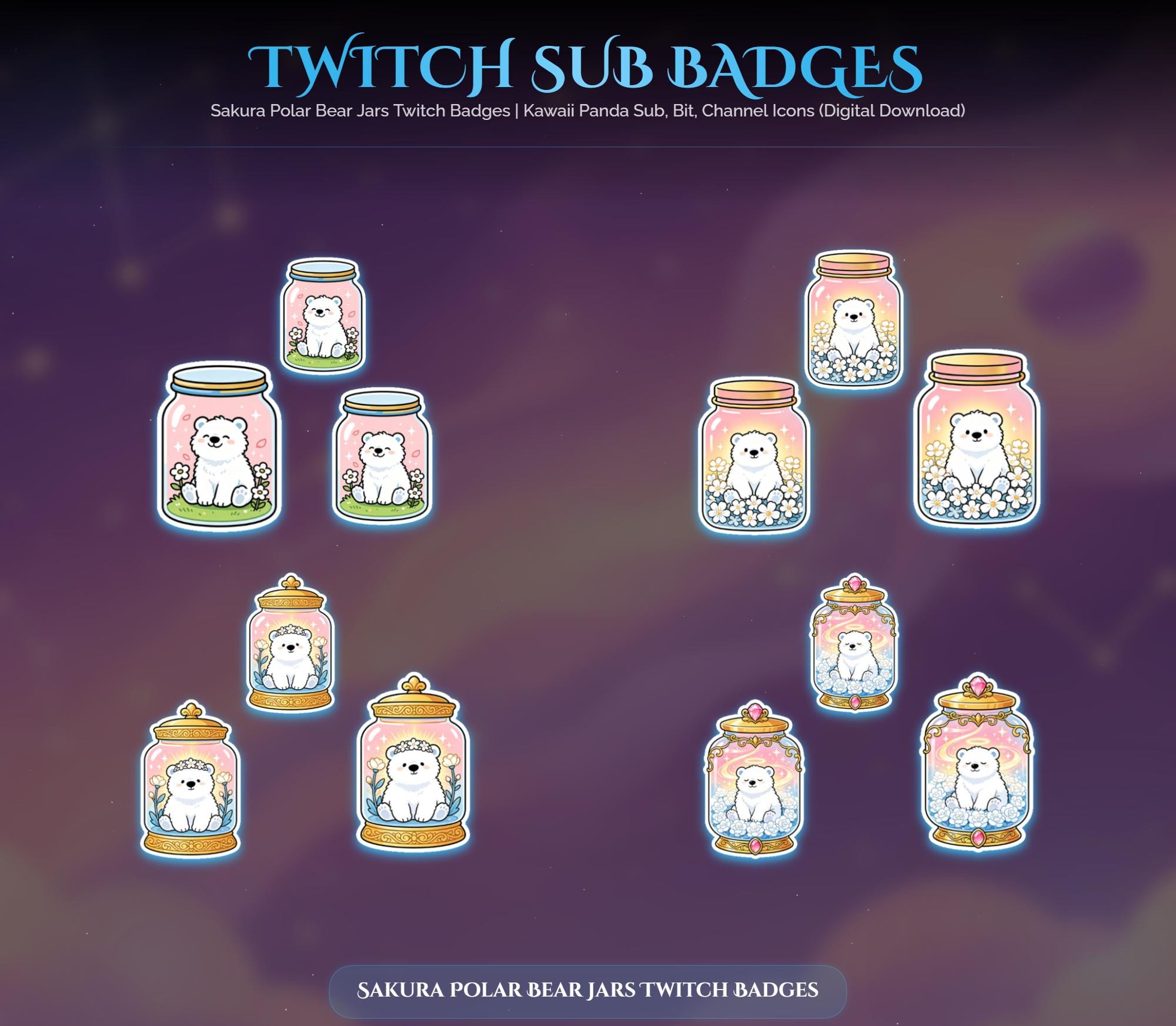 Sakura Polar Bear Jars Twitch Badges — preview photo 6