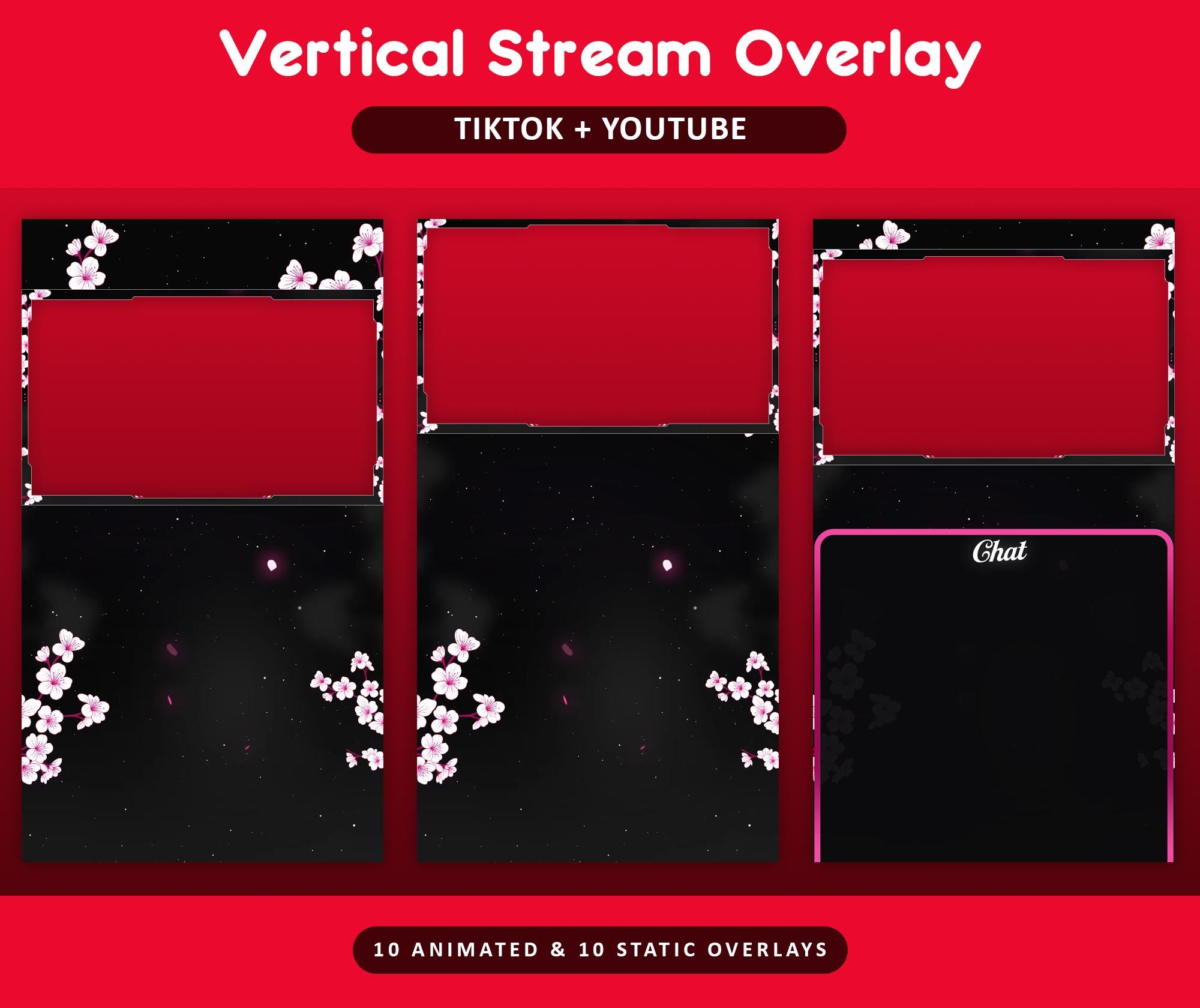 Cherry Blossom Animated TikTok Stream Overlay Package, TikTok Overlays (Digital Download) — preview photo 3