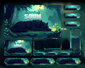 Forest Wolf Animated Stream Package: For Twitch Overlay, YouTube, Kick | wolf emotes