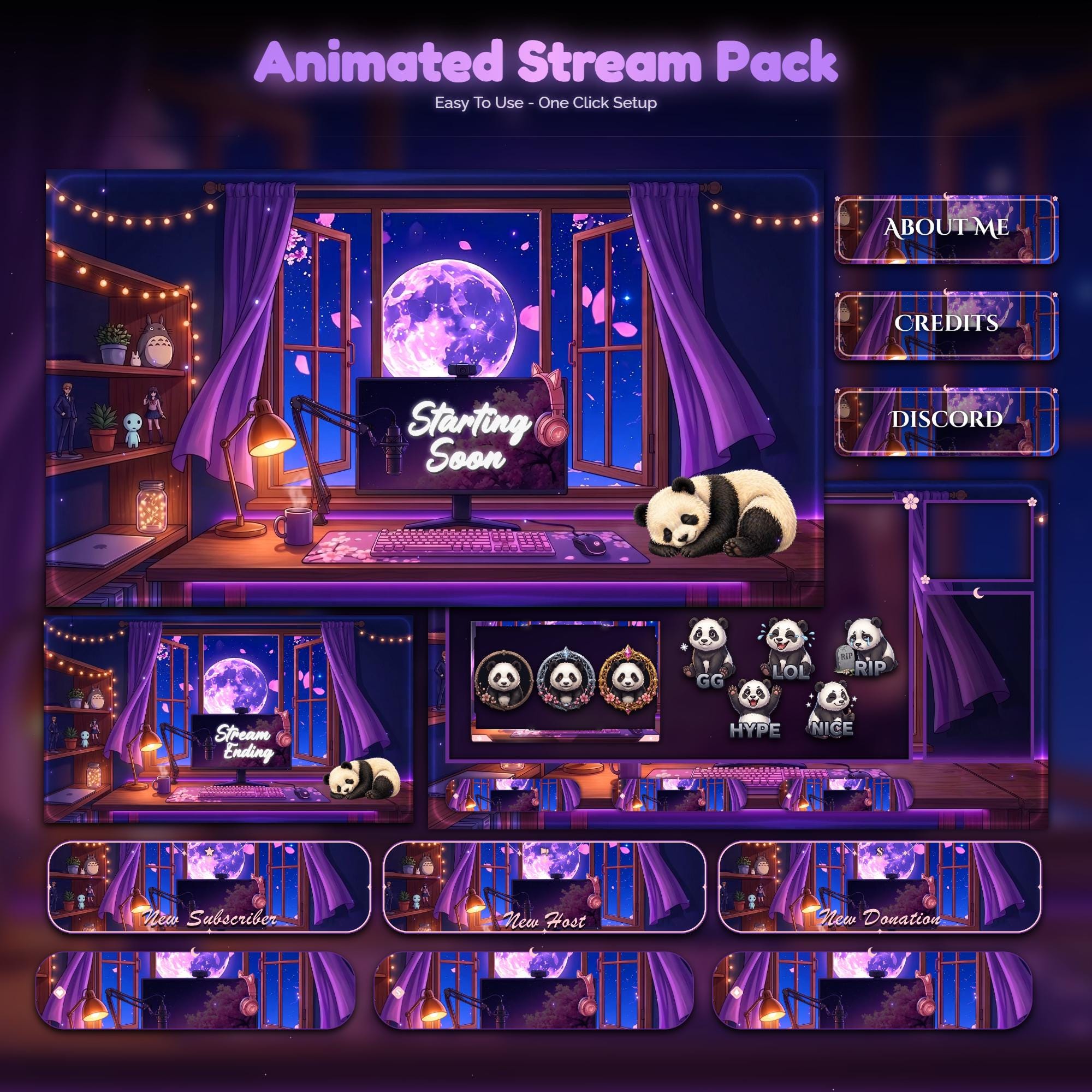 Panda Room Setup Animated Stream Pack