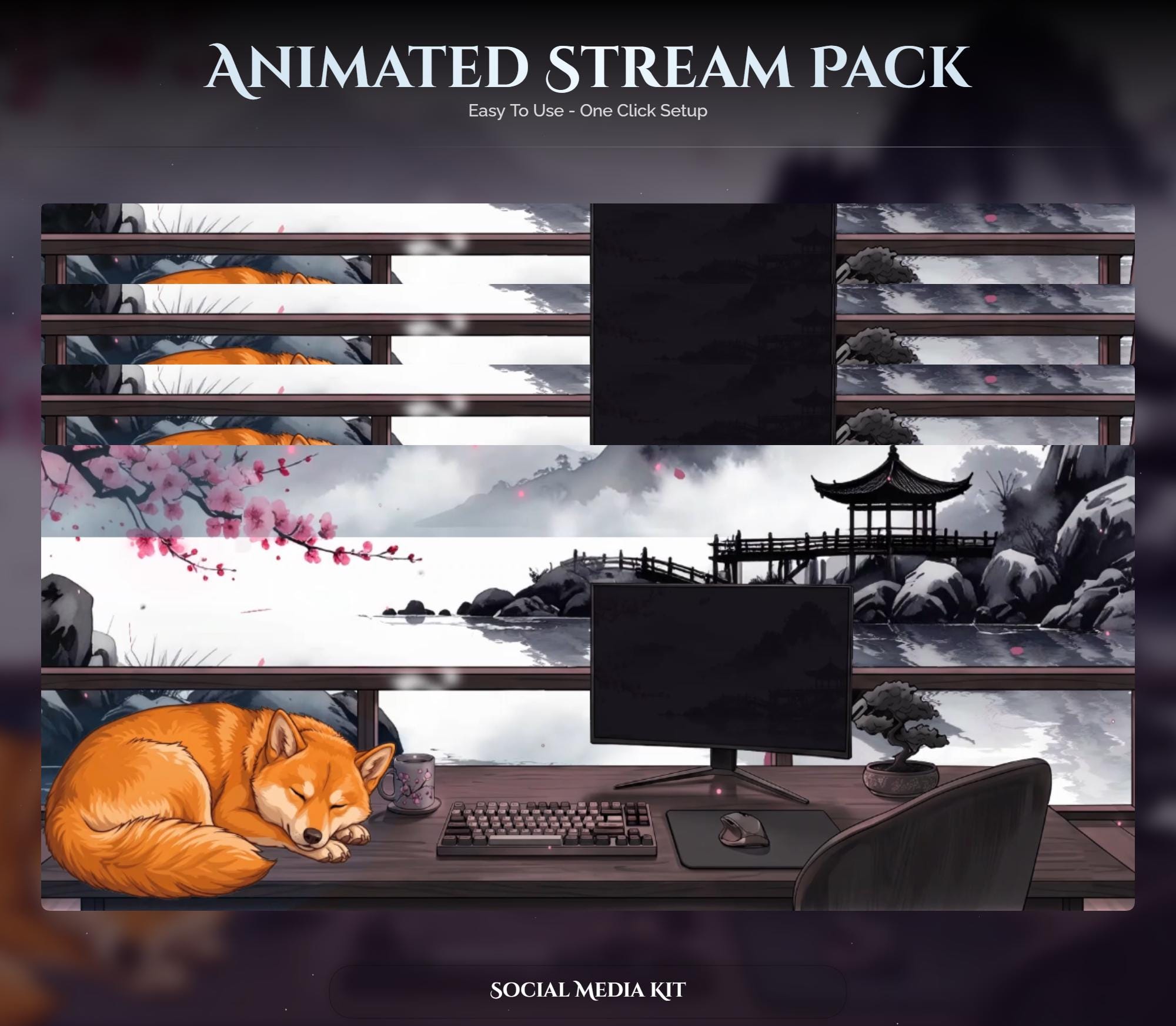 Akita Inu Dog Overlay Animated Stream Package: Twitch, YouTube, Kick — preview photo 10