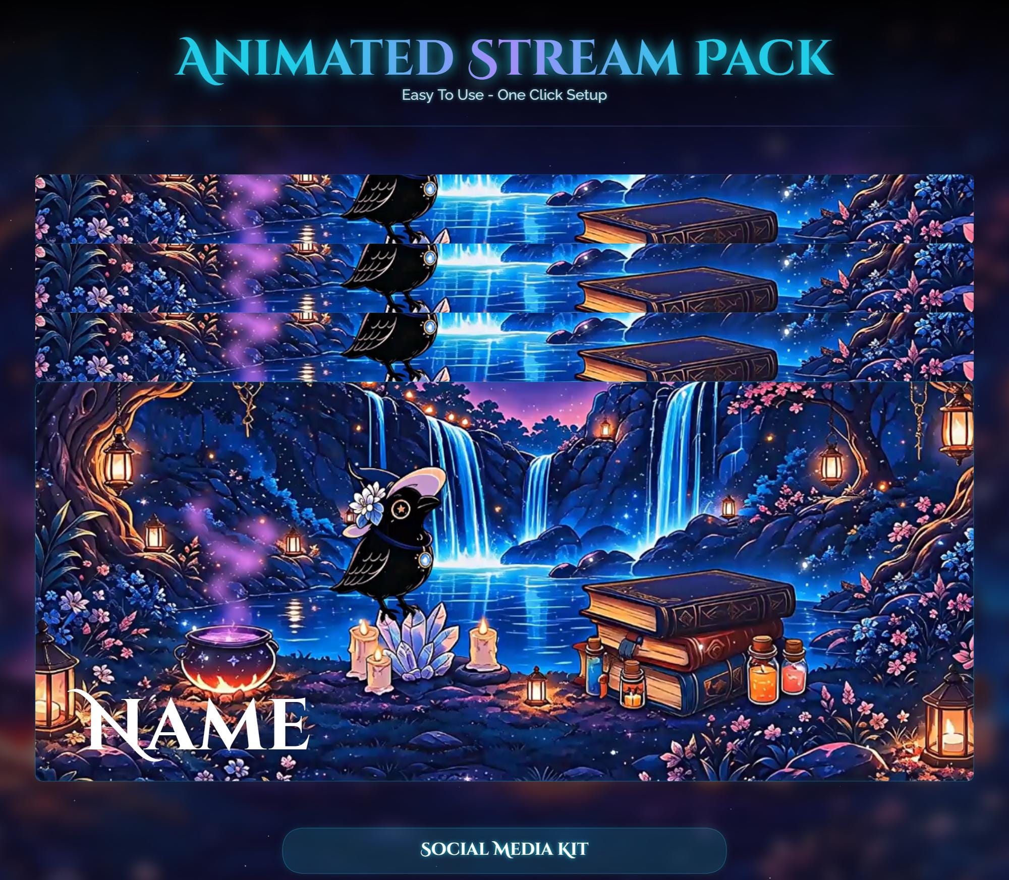 Spooky Raven Twitch Animated Stream Package: Magic Overlay, YouTube, Kick — preview photo 9