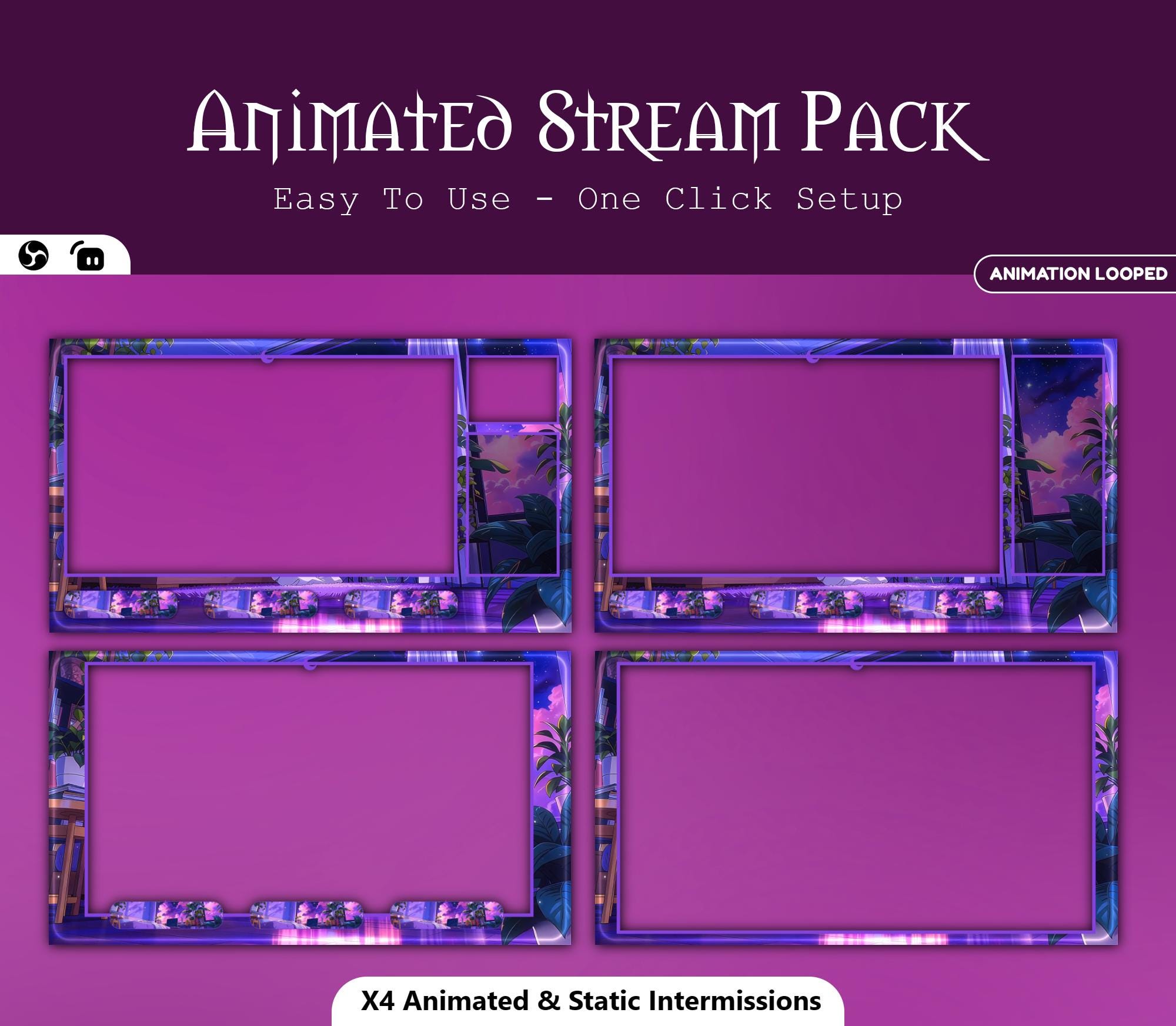 Animated Neon Bedroom Stream Package — preview photo 3