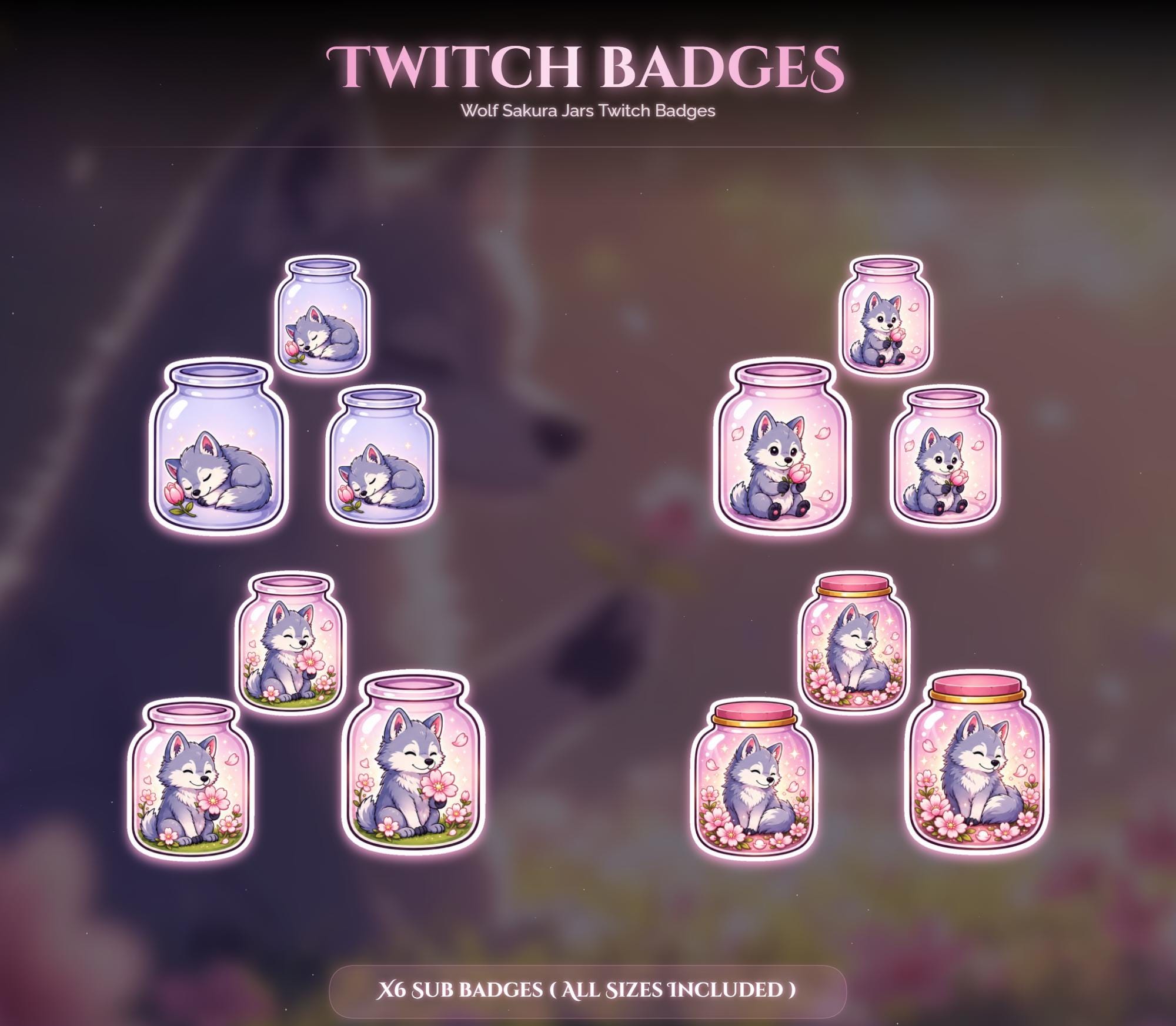 Sakura Wolf Jars Twitch Badges — preview photo 2