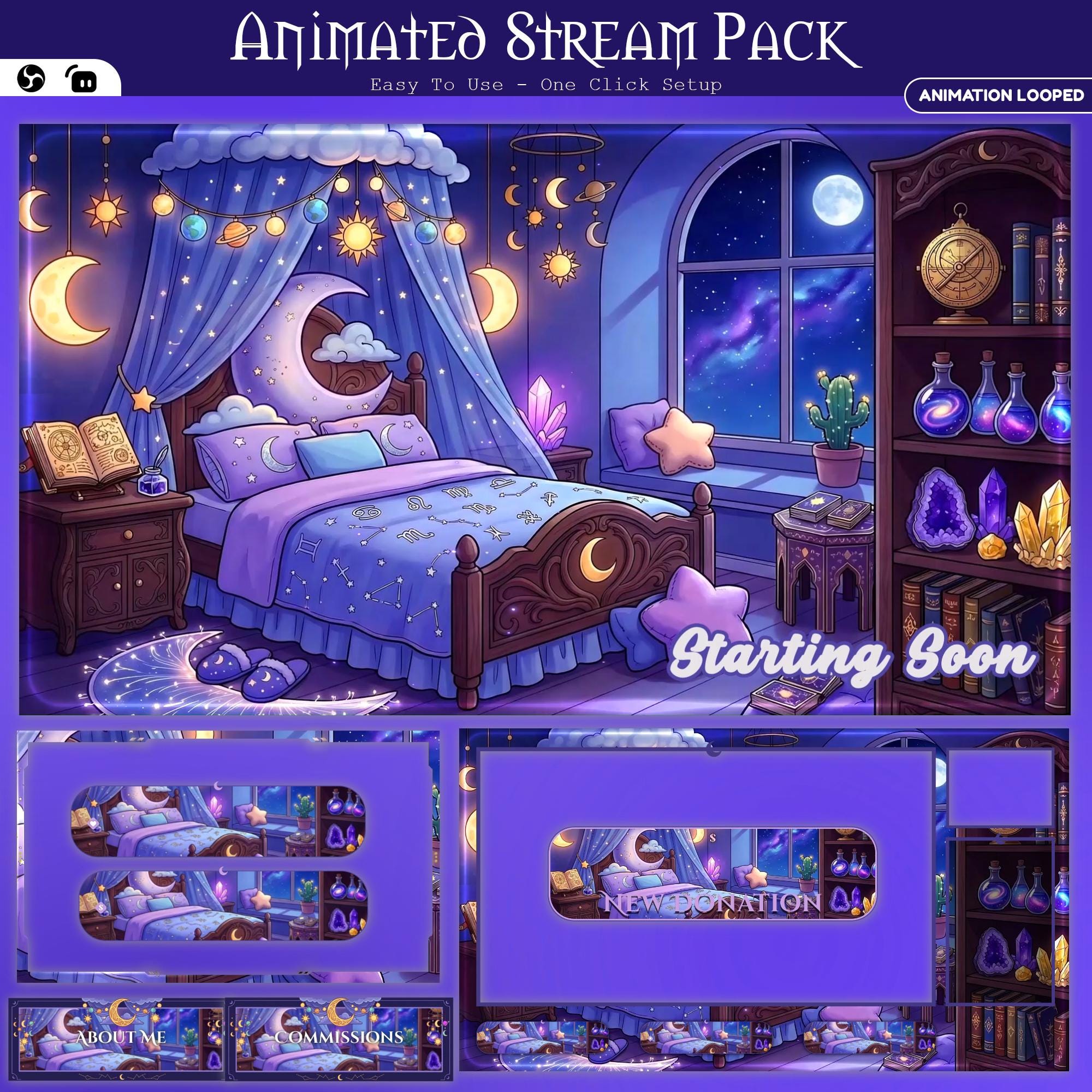 Magical Celestial Bedroom Animated Overlay