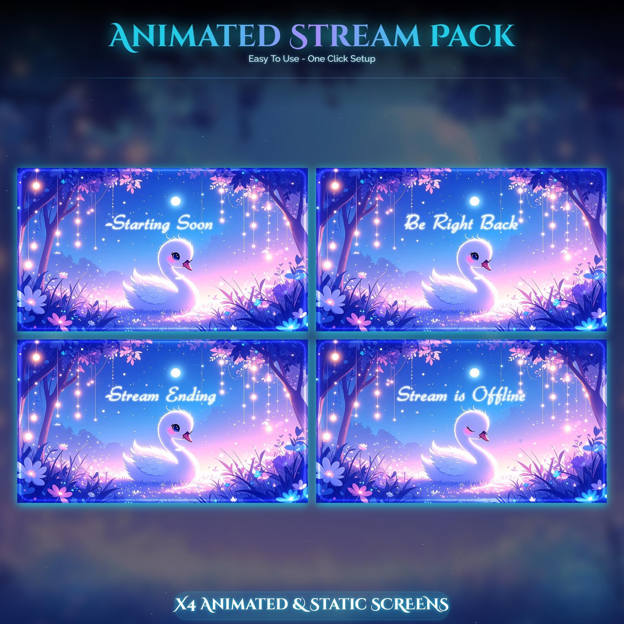 Swan Forest Magic Animated Stream Package — preview photo 2