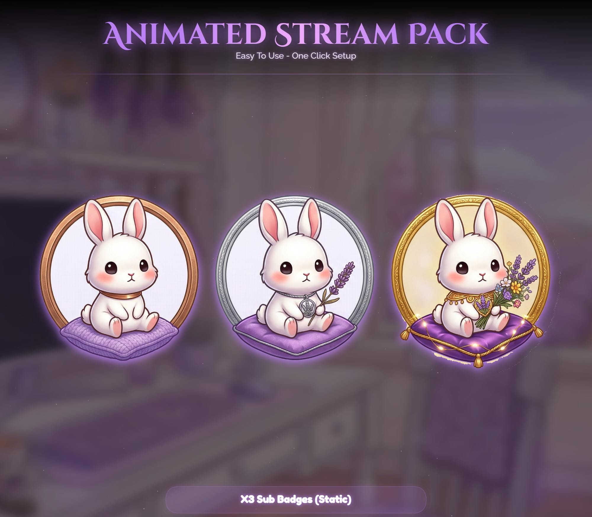 Lavender Spring Rabbit Animated Stream Package — preview photo 9
