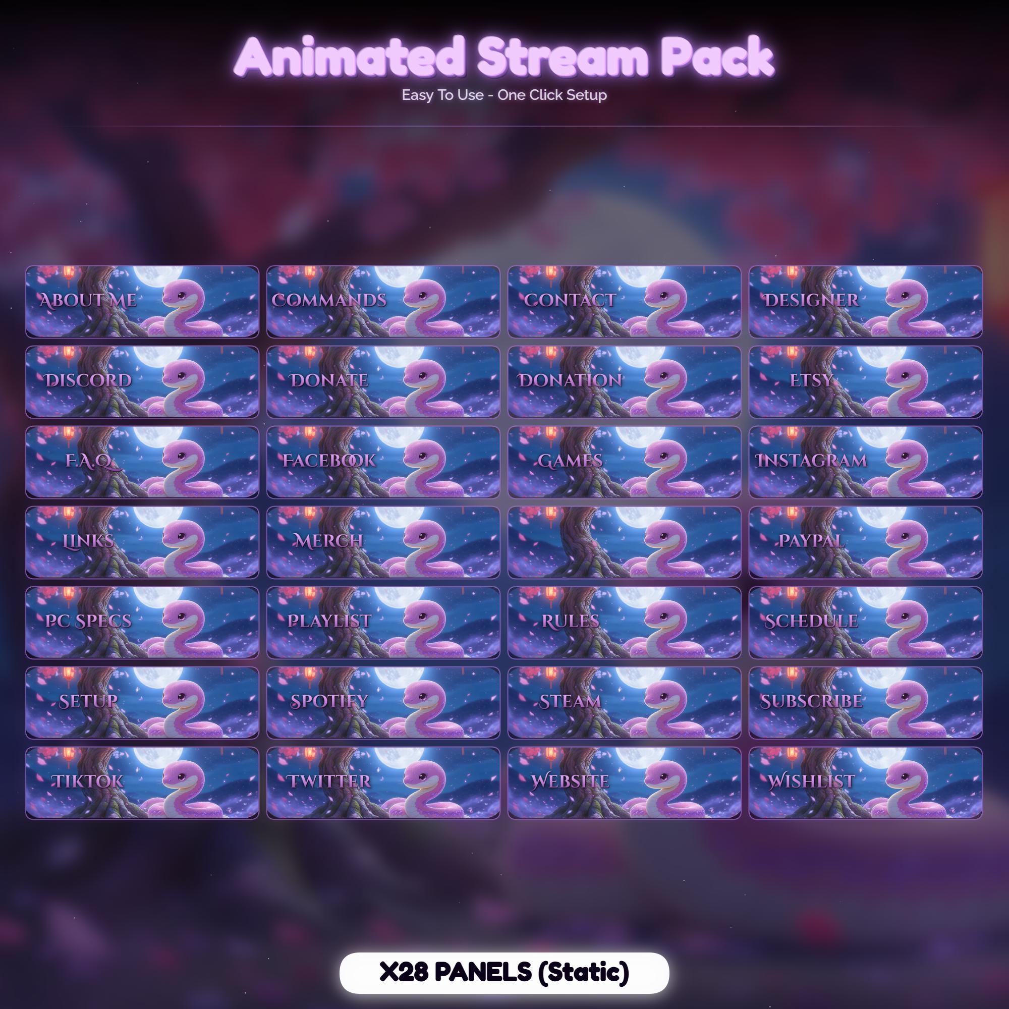 Sakura Snake Night Animated Stream Package — preview photo 4
